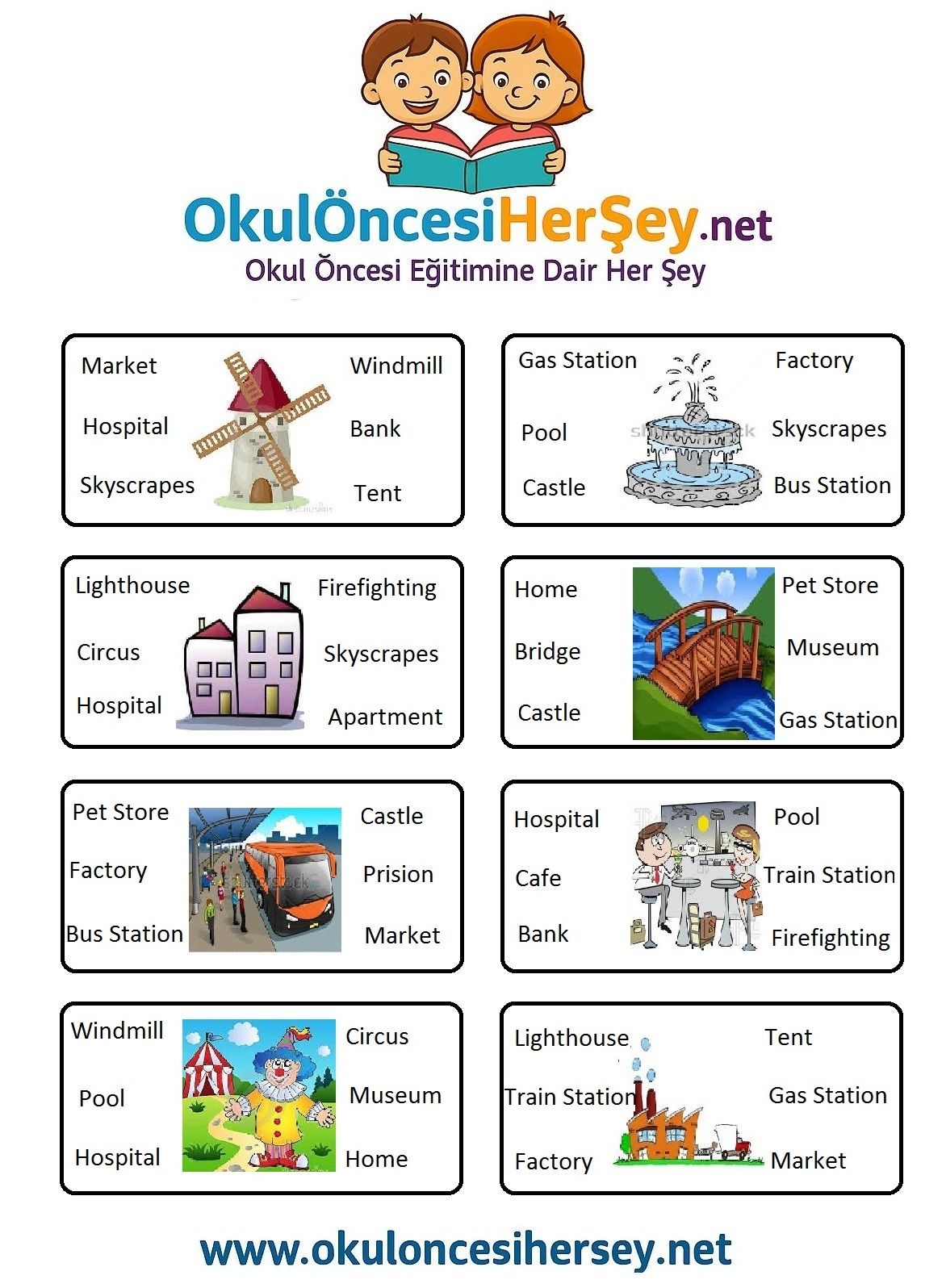 Çocuklar İçin   Doğru Kelimeyi Bul Çalışmaları  