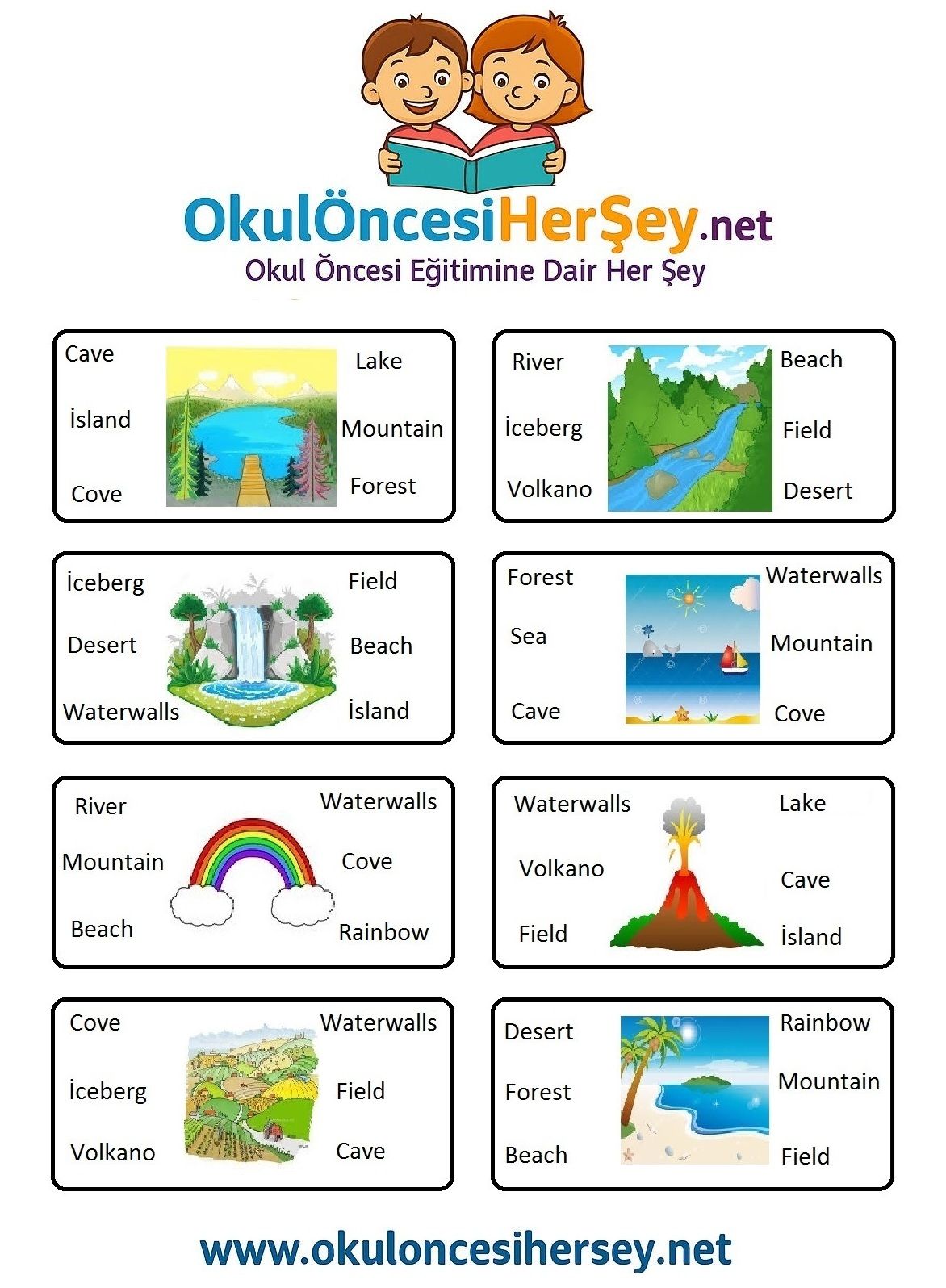 Çocuklar İçin   Doğru Kelimeyi Bul Çalışmaları  