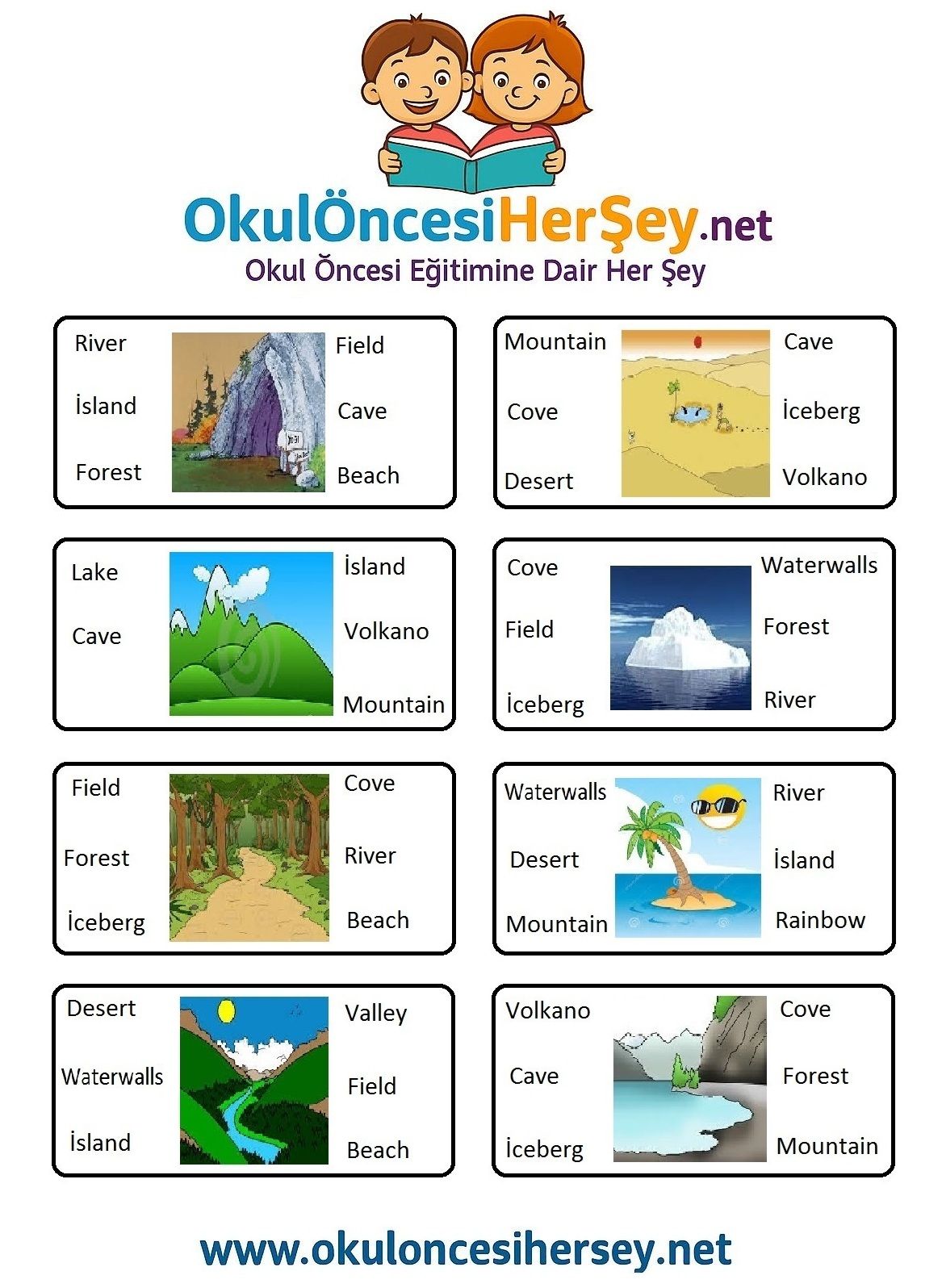 Çocuklar İçin   Doğru Kelimeyi Bul Çalışmaları  