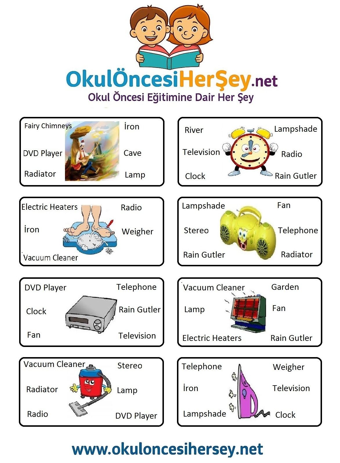 Çocuklar İçin   Doğru Kelimeyi Bul Çalışmaları  