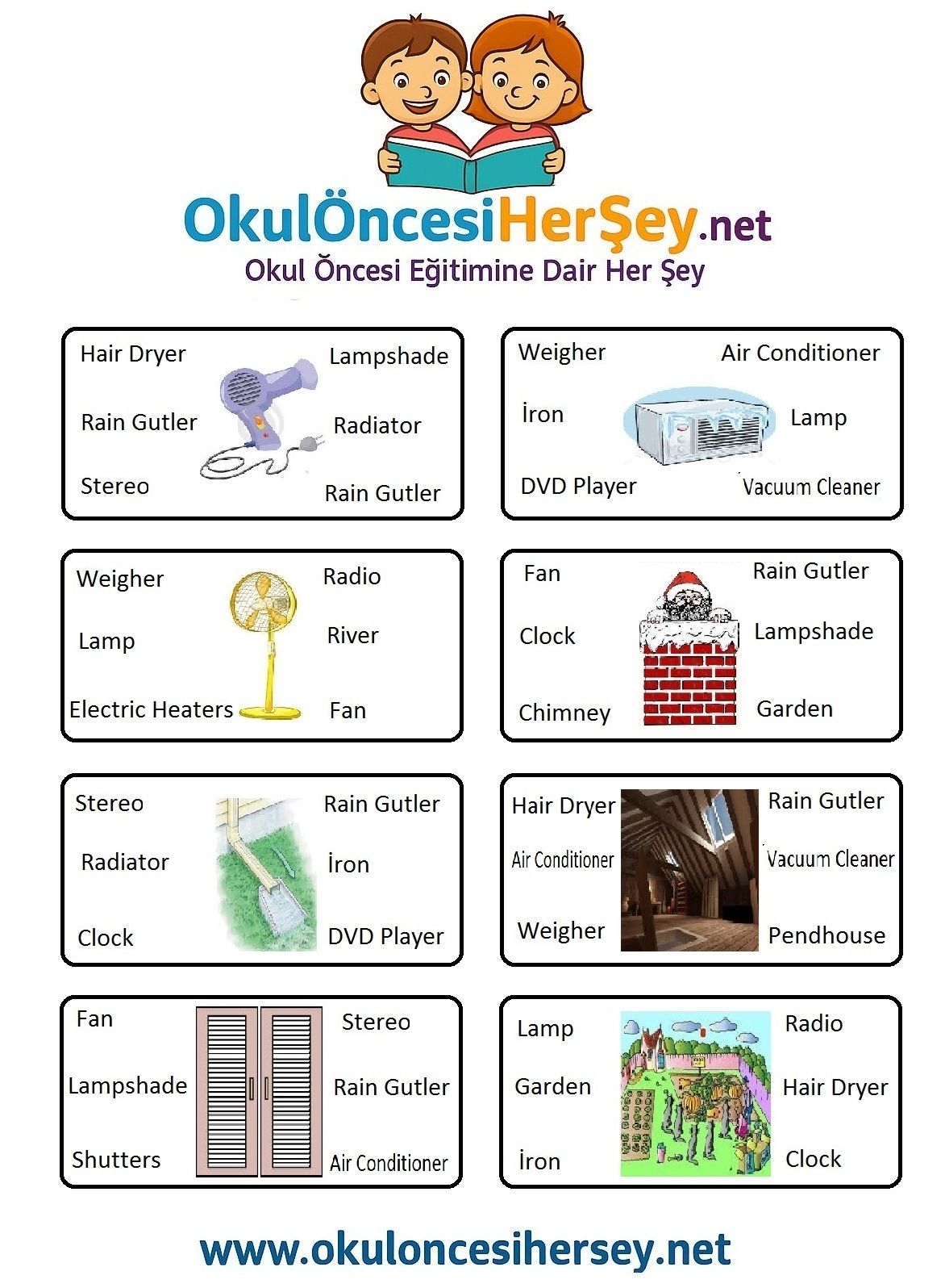 Çocuklar İçin   Doğru Kelimeyi Bul Çalışmaları  