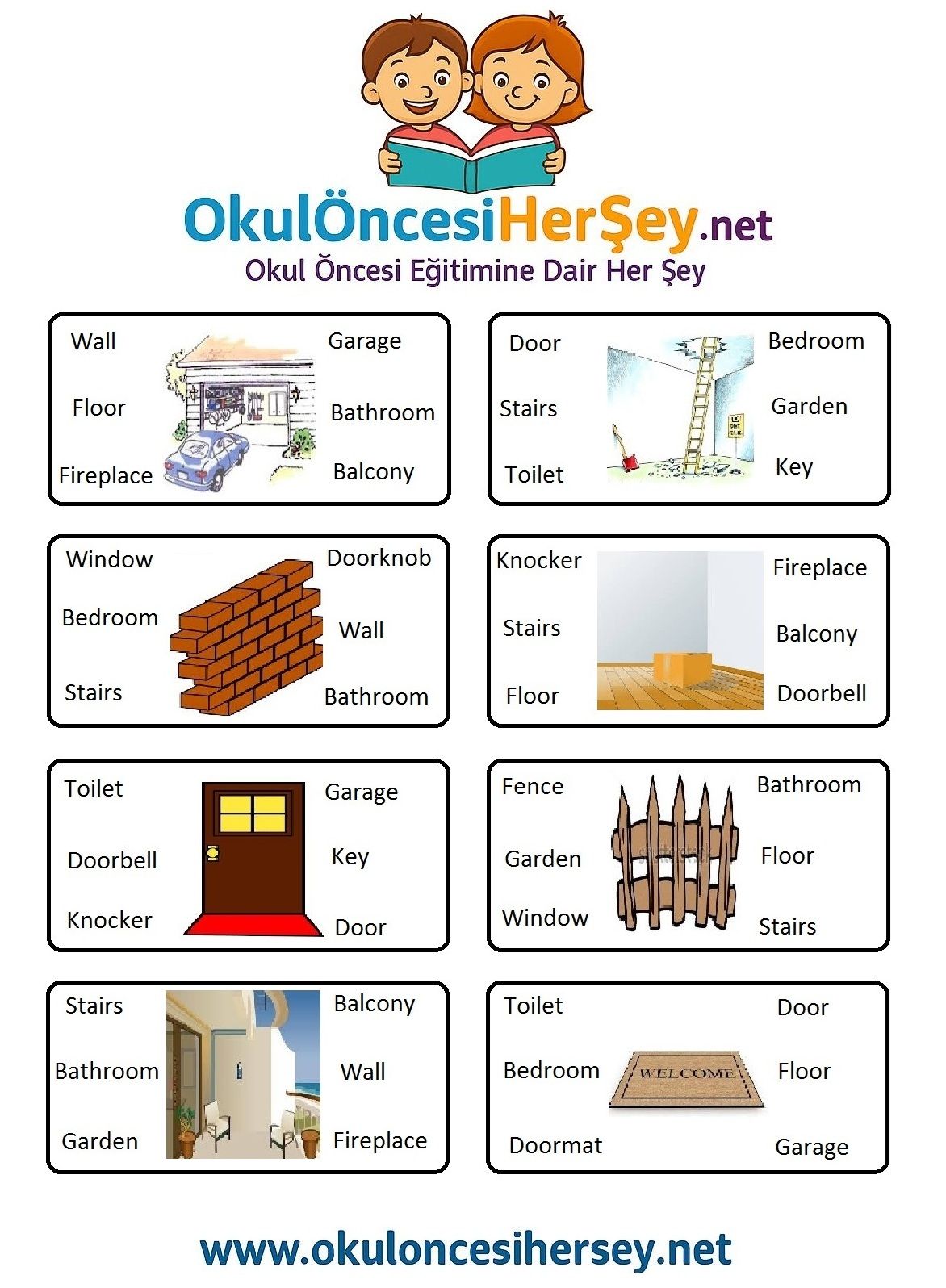 Çocuklar İçin   Doğru Kelimeyi Bul Çalışmaları  