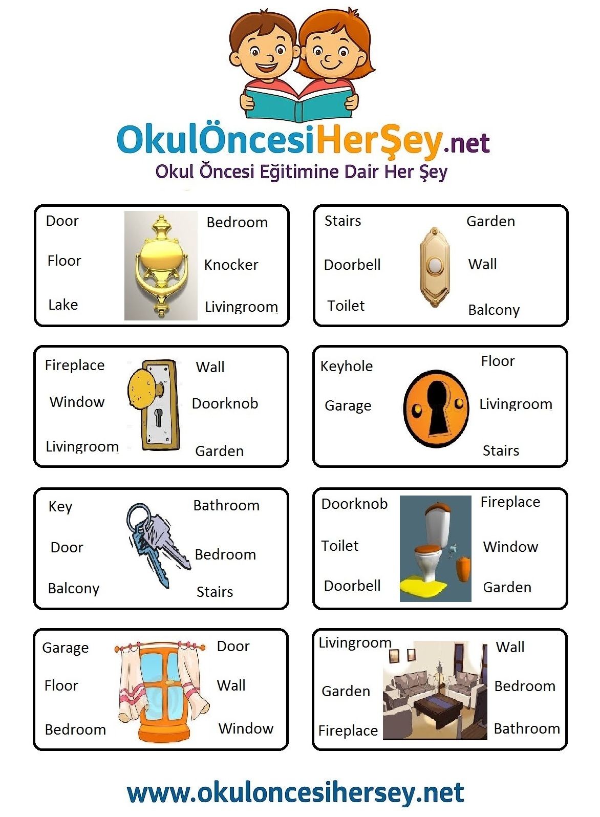 Çocuklar İçin   Doğru Kelimeyi Bul Çalışmaları  