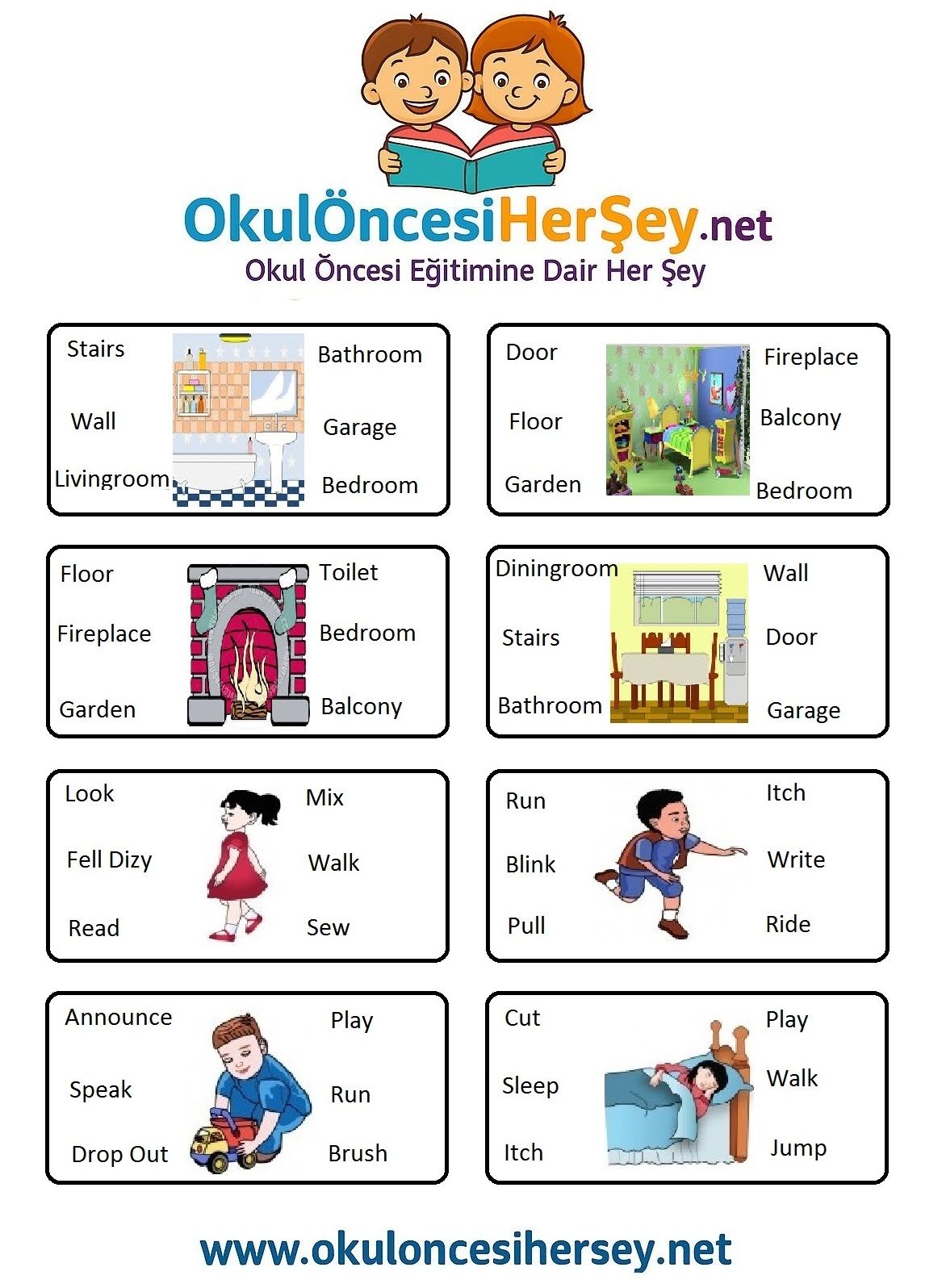 Çocuklar İçin   Doğru Kelimeyi Bul Çalışmaları  