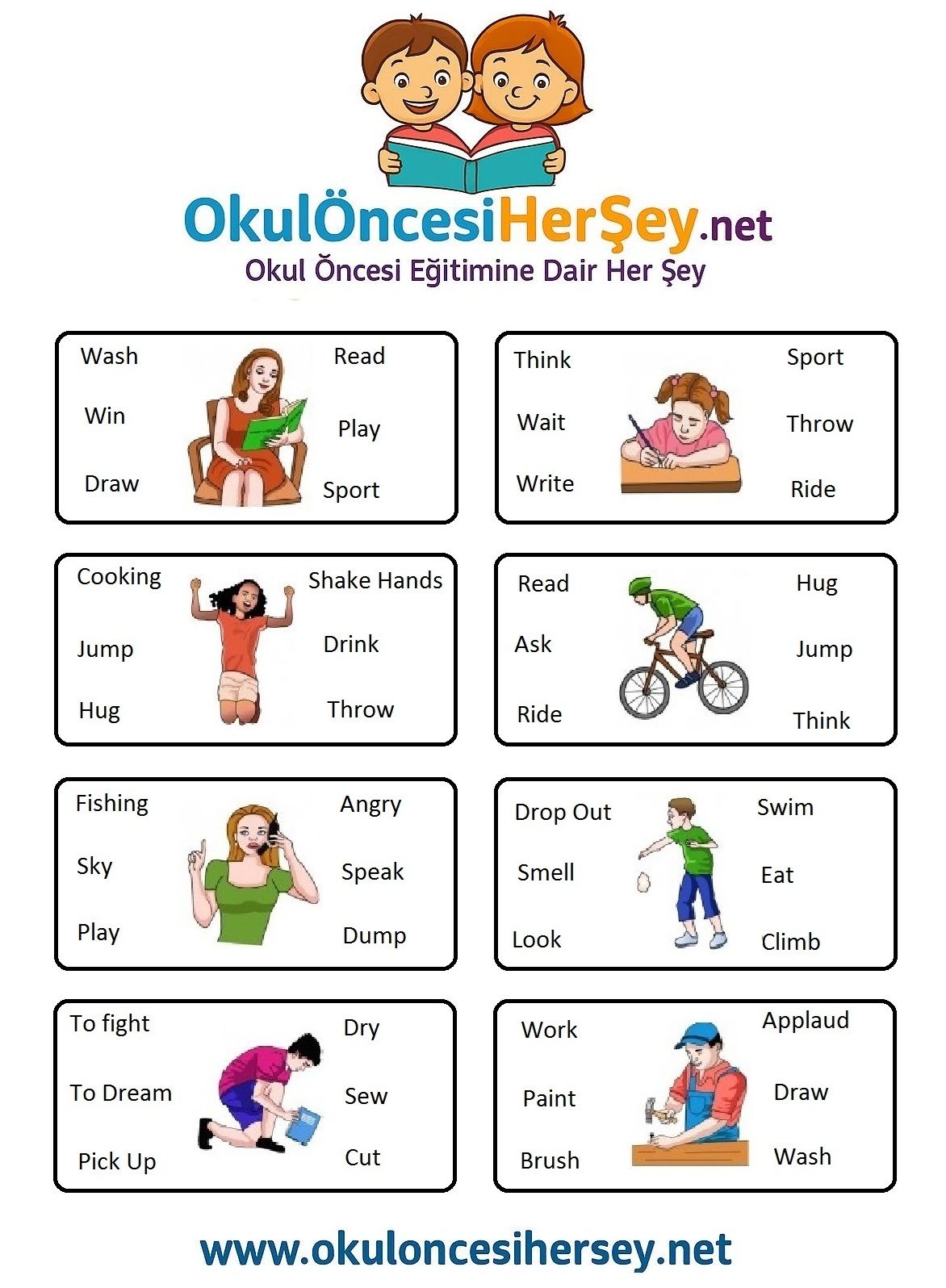 Çocuklar İçin   Doğru Kelimeyi Bul Çalışmaları  