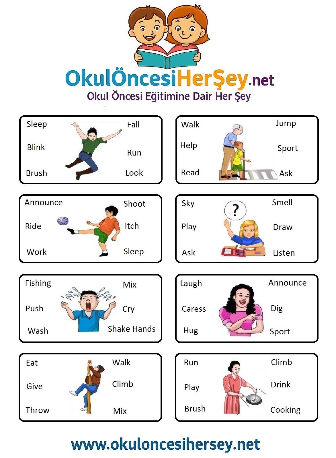 Çocuklar İçin   Doğru Kelimeyi Bul Çalışmaları  