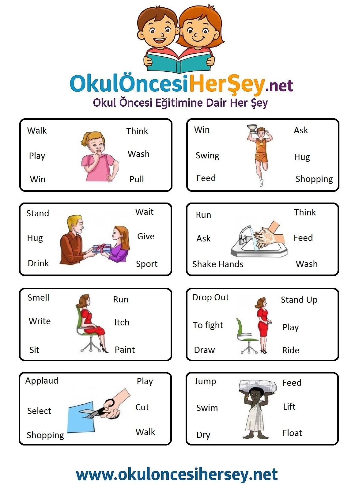 Çocuklar İçin   Doğru Kelimeyi Bul Çalışmaları  