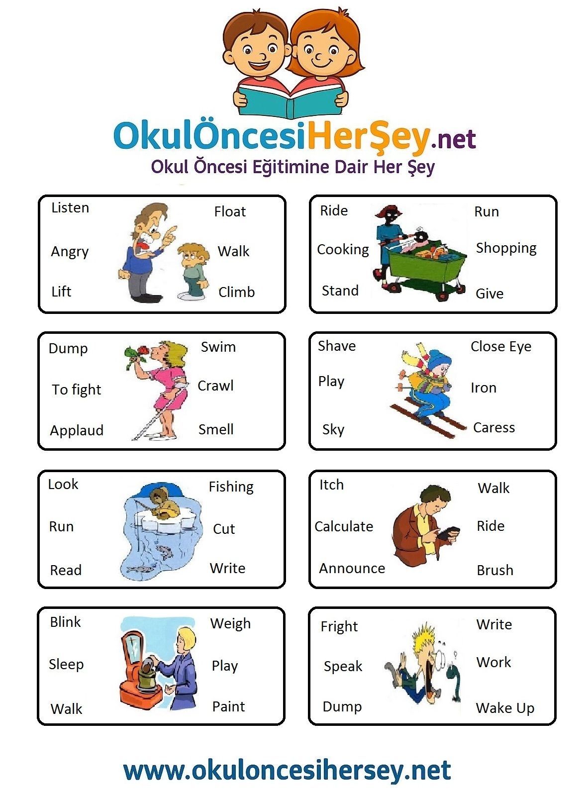 Çocuklar İçin   Doğru Kelimeyi Bul Çalışmaları  