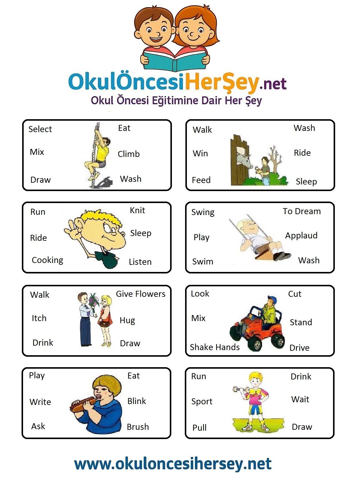 Çocuklar İçin   Doğru Kelimeyi Bul Çalışmaları  