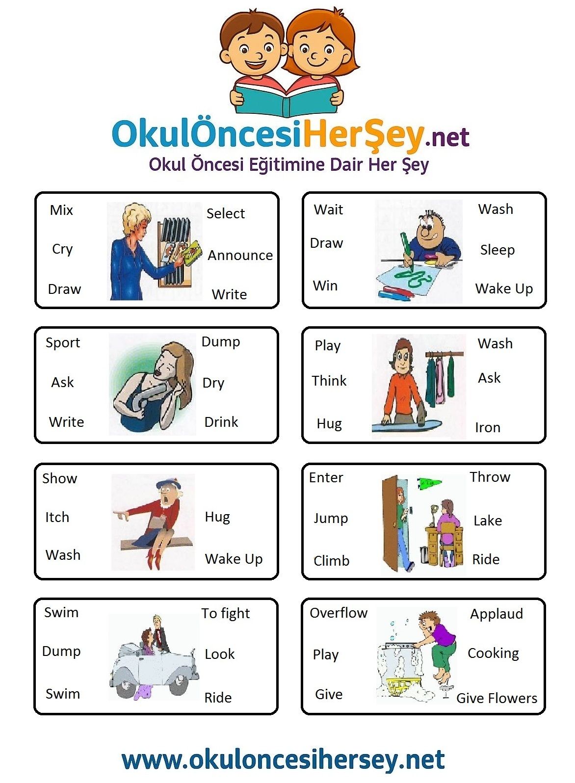 Çocuklar İçin   Doğru Kelimeyi Bul Çalışmaları  