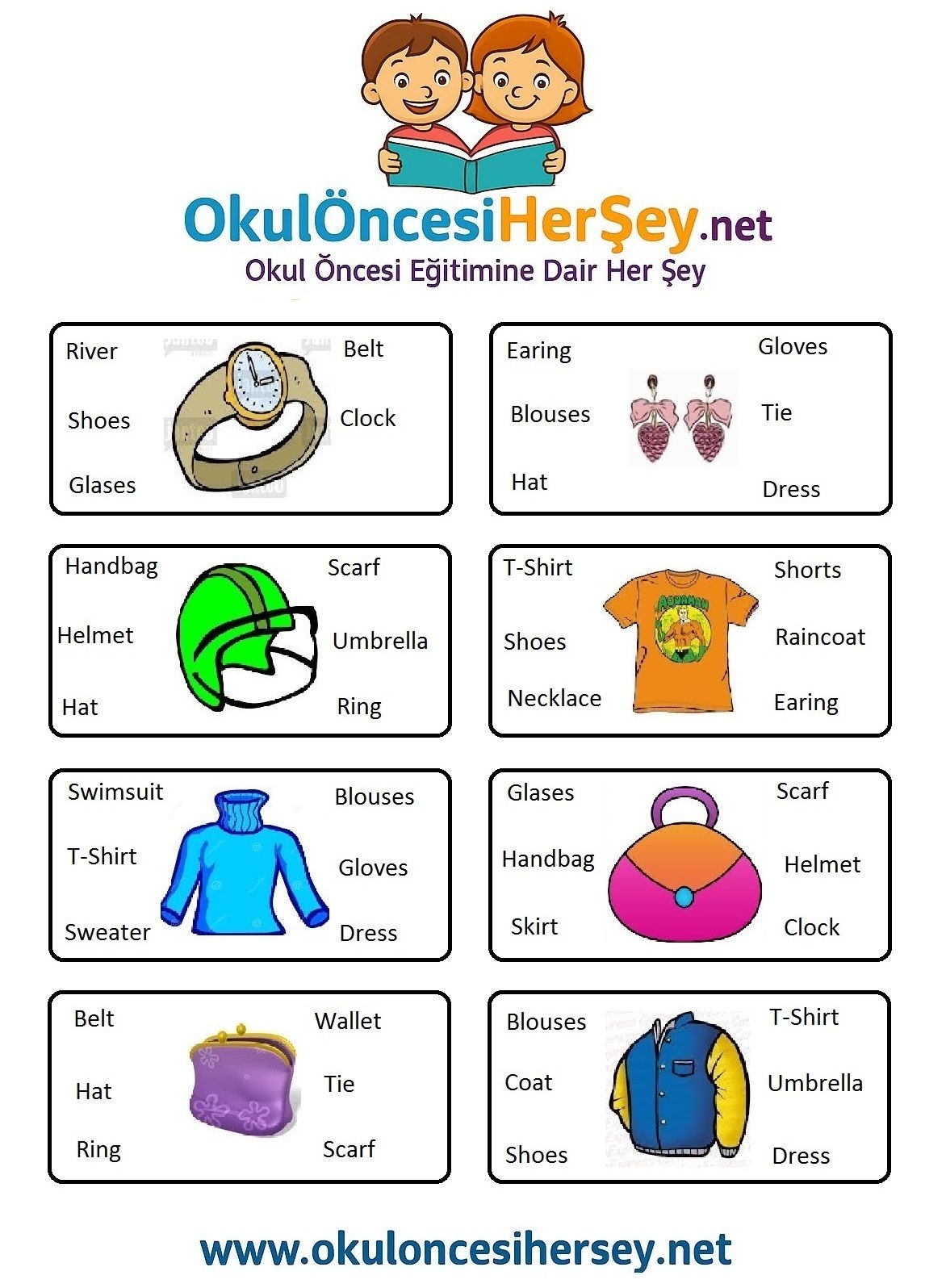 Çocuklar İçin   Doğru Kelimeyi Bul Çalışmaları  