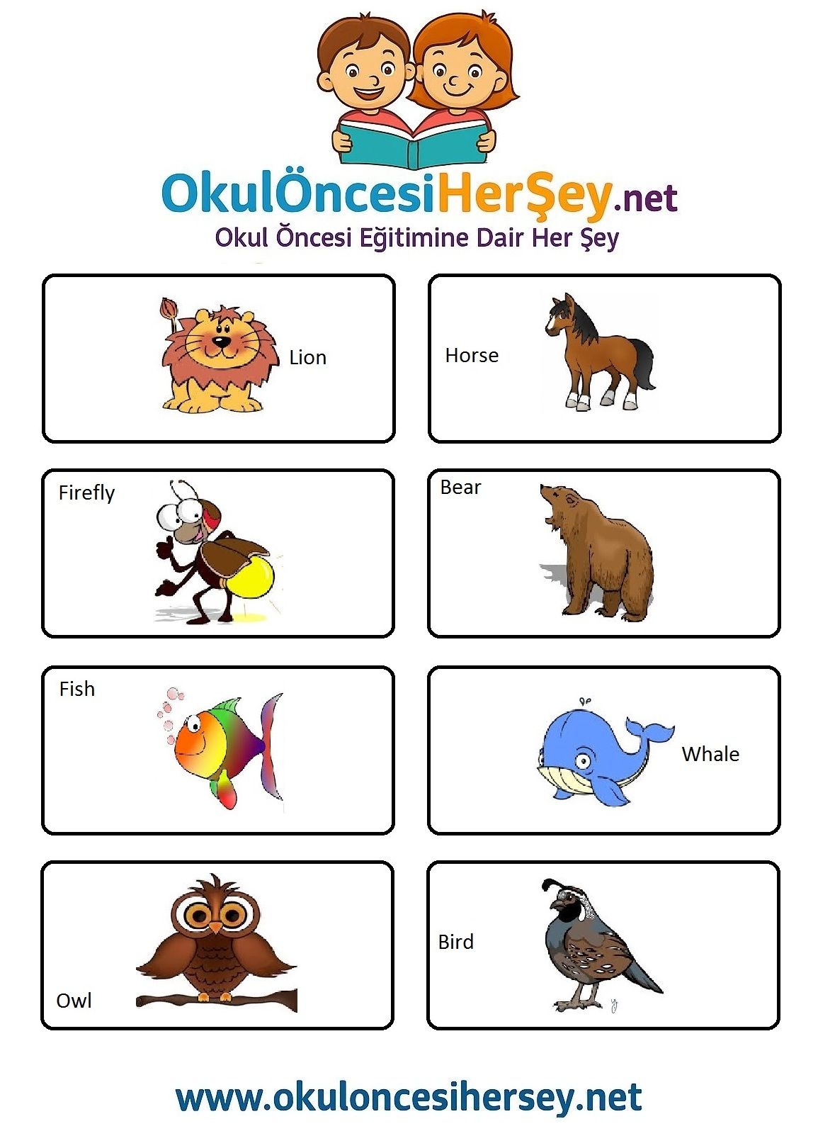 Çocuklar İçin   Doğru Kelimeyi Bul Çalışmaları  