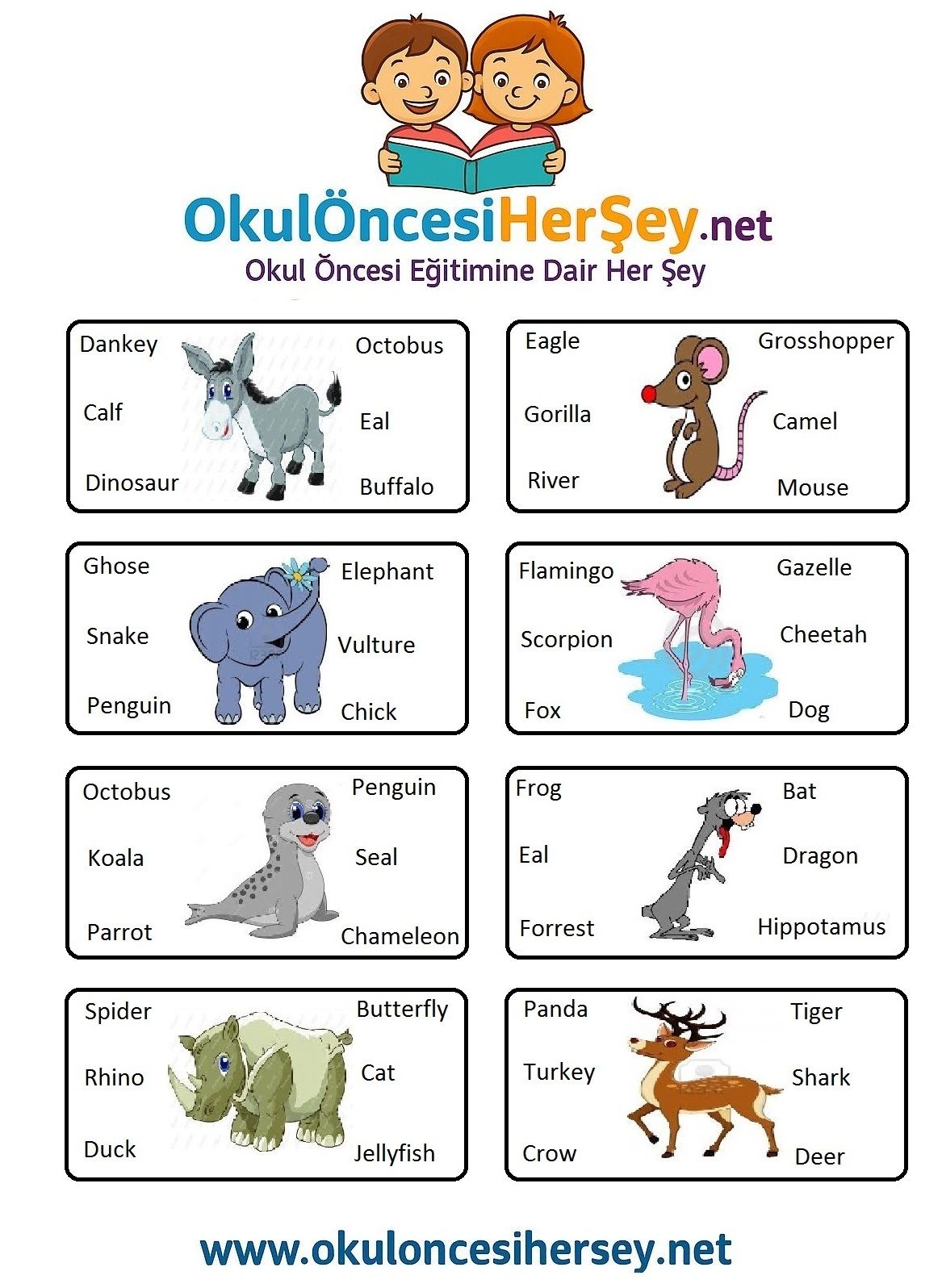 Çocuklar İçin   Doğru Kelimeyi Bul Çalışmaları  