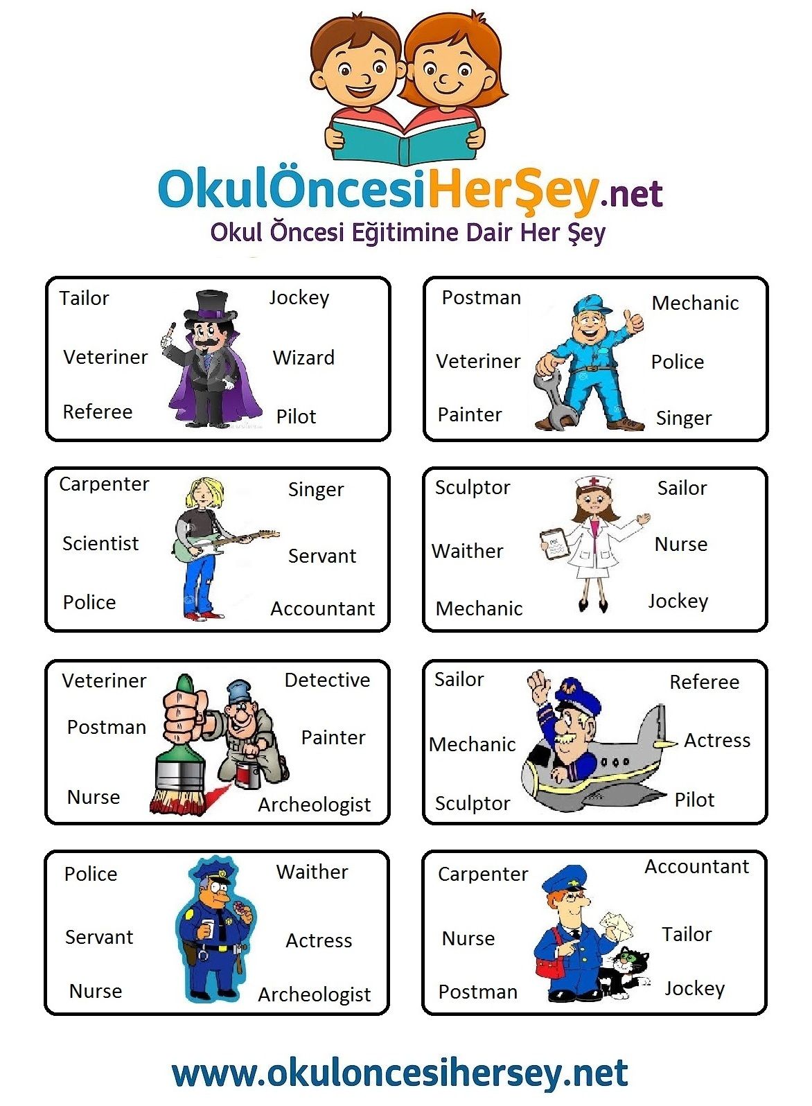 Çocuklar İçin   Doğru Kelimeyi Bul Çalışmaları  