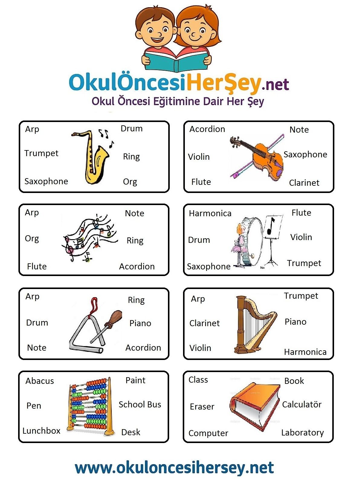 Çocuklar İçin   Doğru Kelimeyi Bul Çalışmaları  