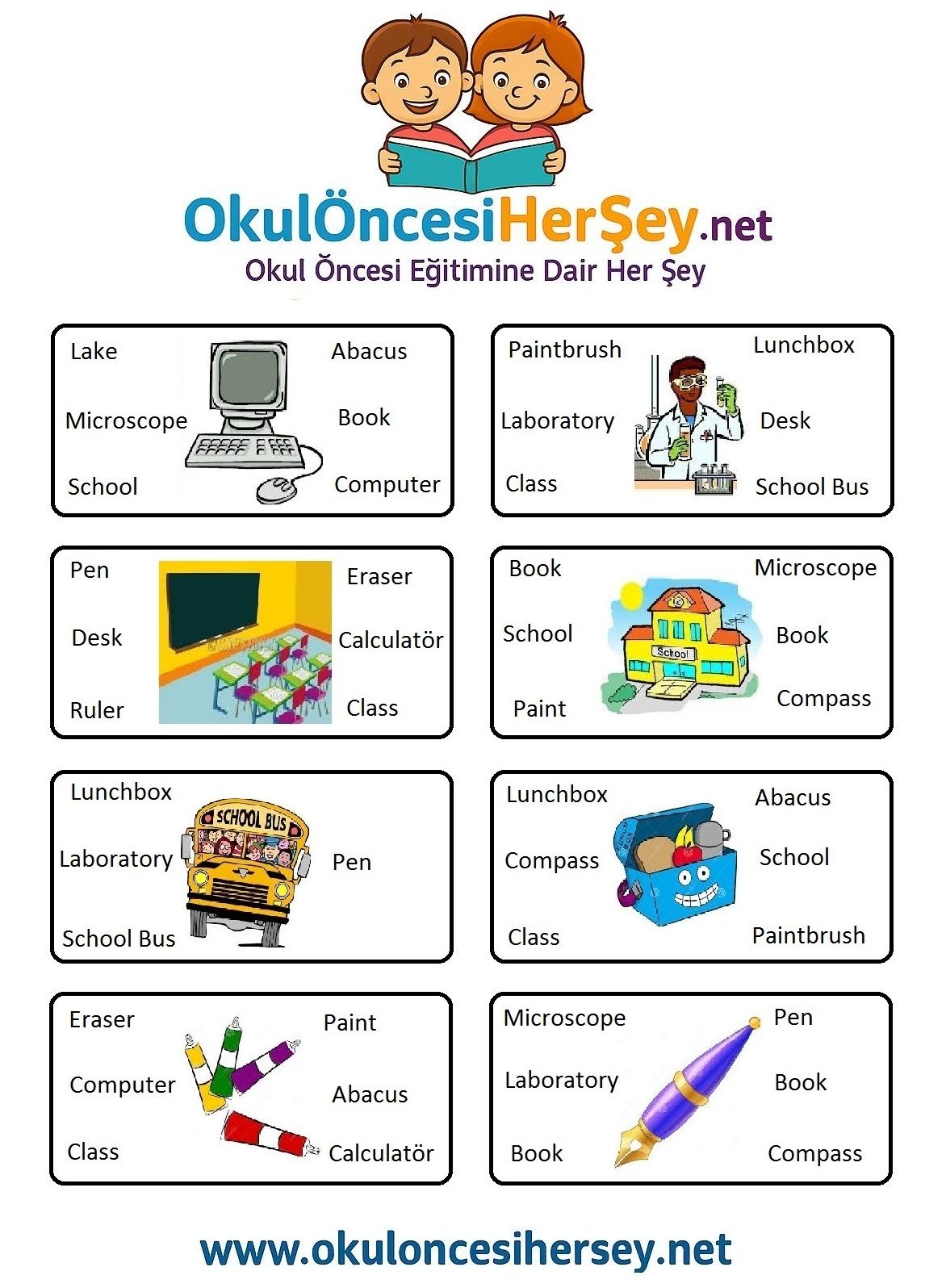 Çocuklar İçin   Doğru Kelimeyi Bul Çalışmaları  