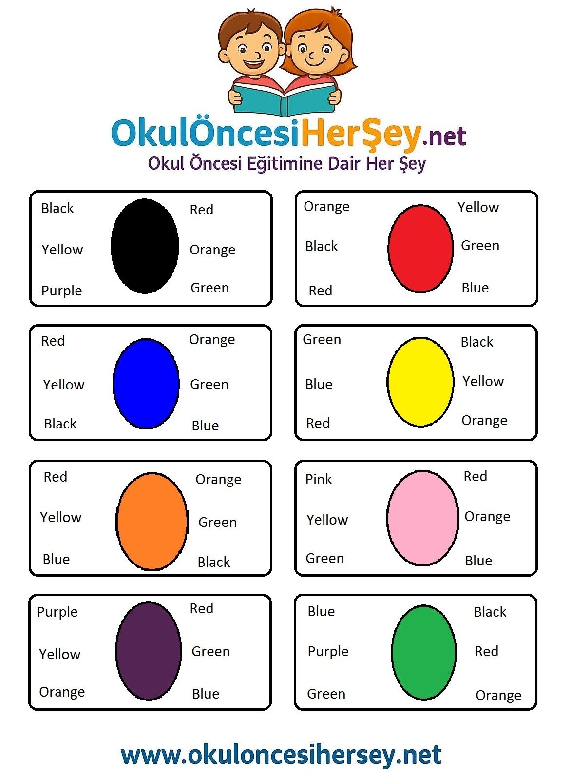 Çocuklar İçin   Doğru Kelimeyi Bul Çalışmaları  