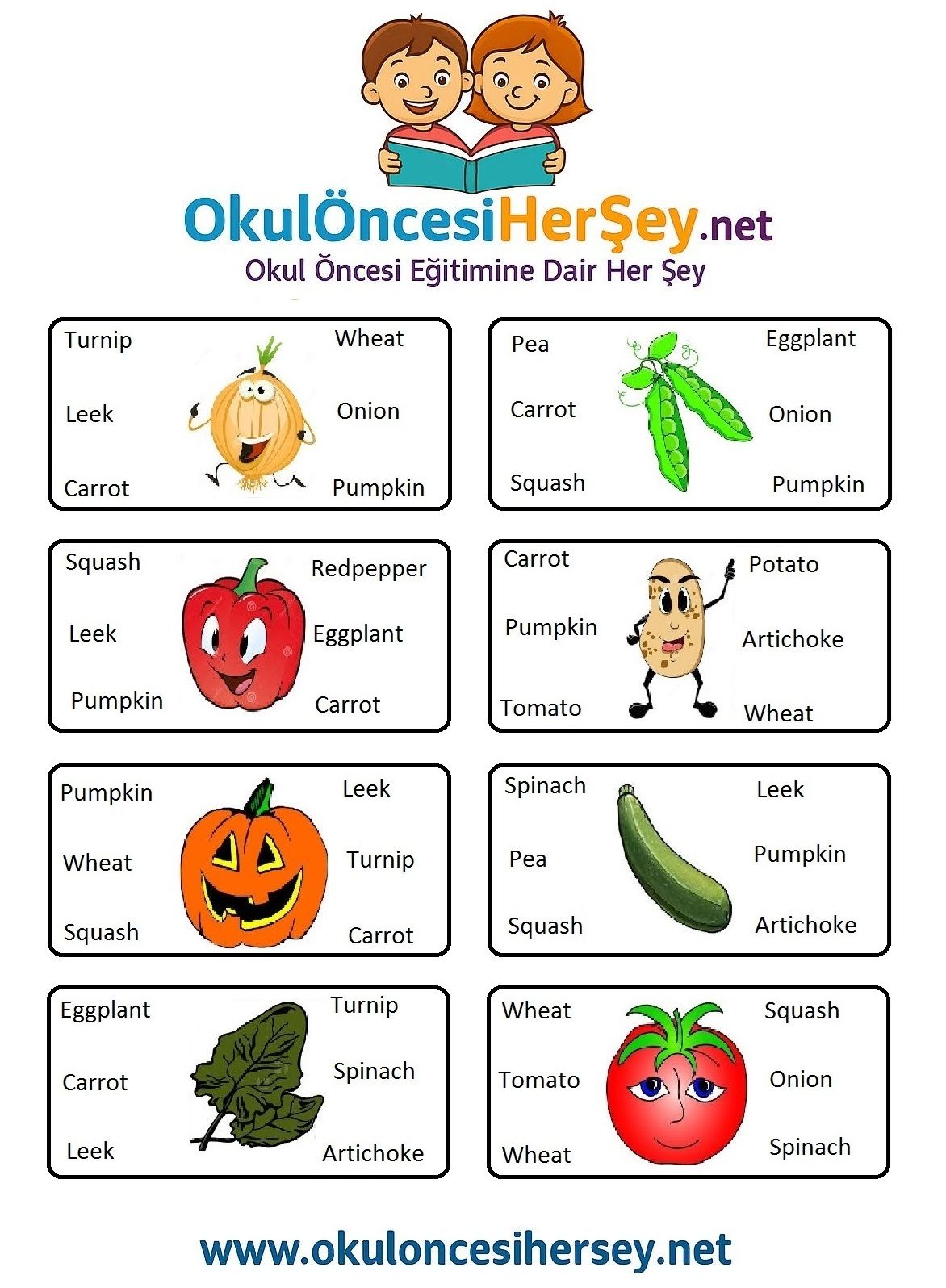 Çocuklar İçin   Doğru Kelimeyi Bul Çalışmaları  