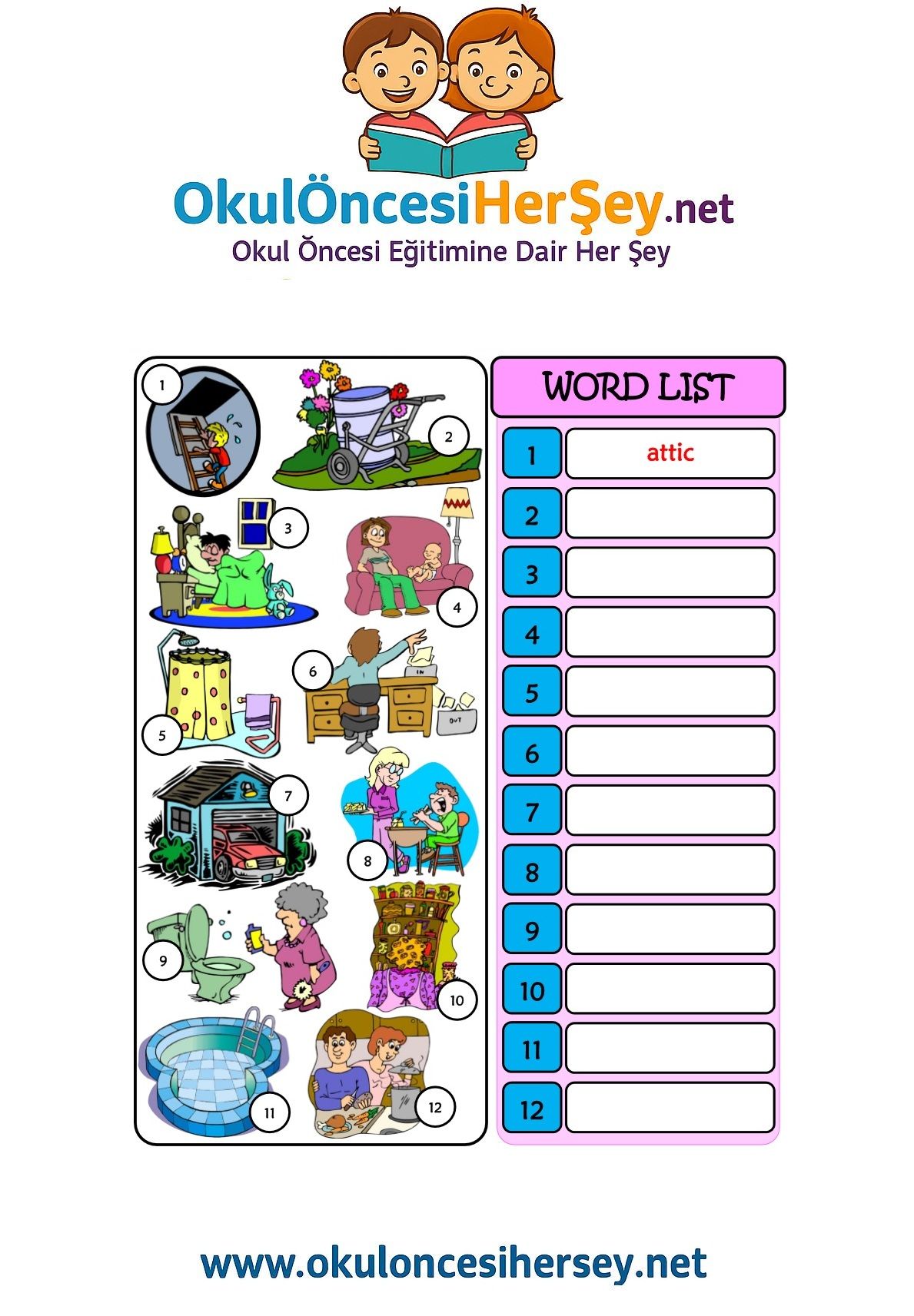 Çocuklar İçin   Doğru Kelimeyi Yaz  