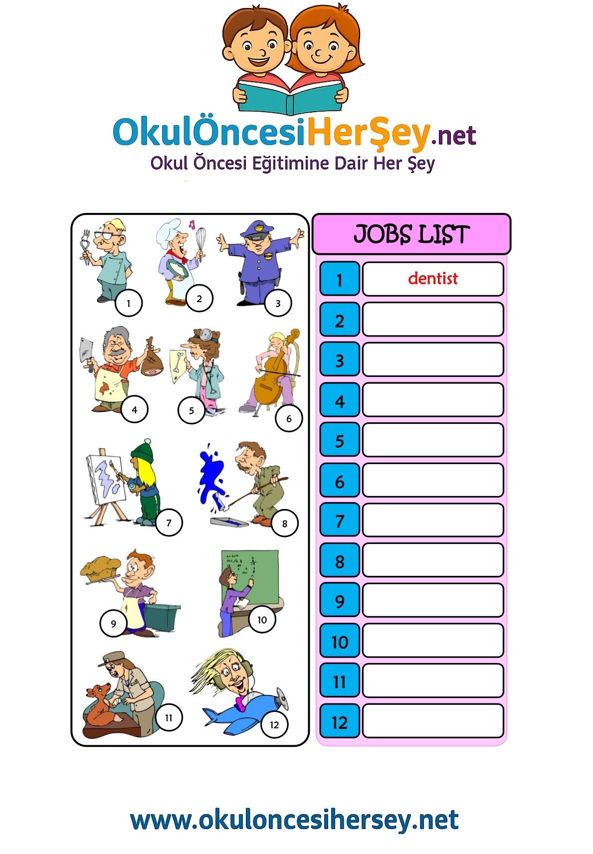 Çocuklar İçin   Doğru Kelimeyi Yaz  