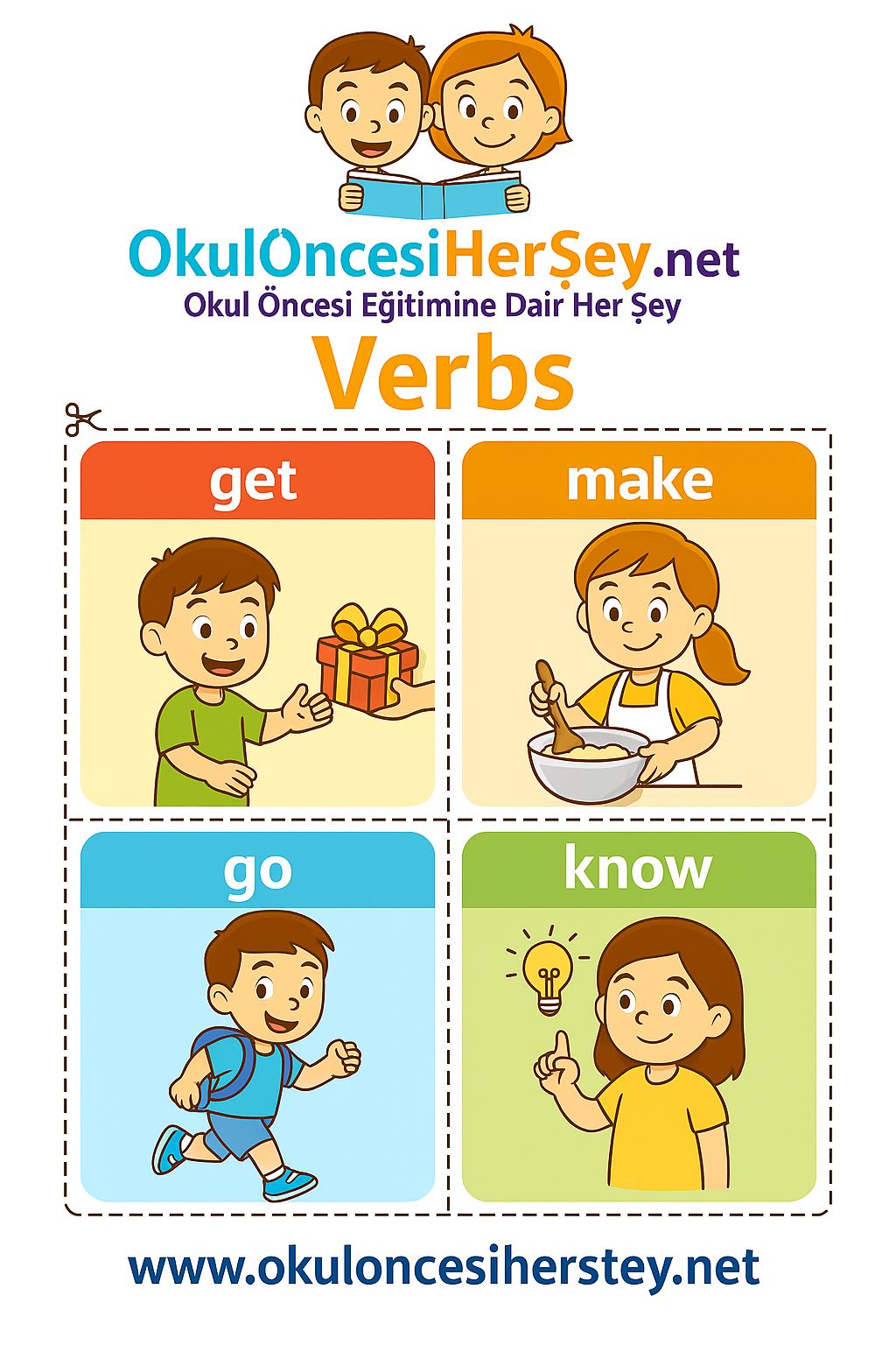 Çocuklar İçin  Fiiller Flashkart  