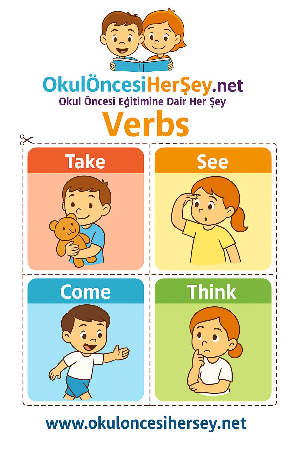 Çocuklar İçin  Fiiller Flashkart  