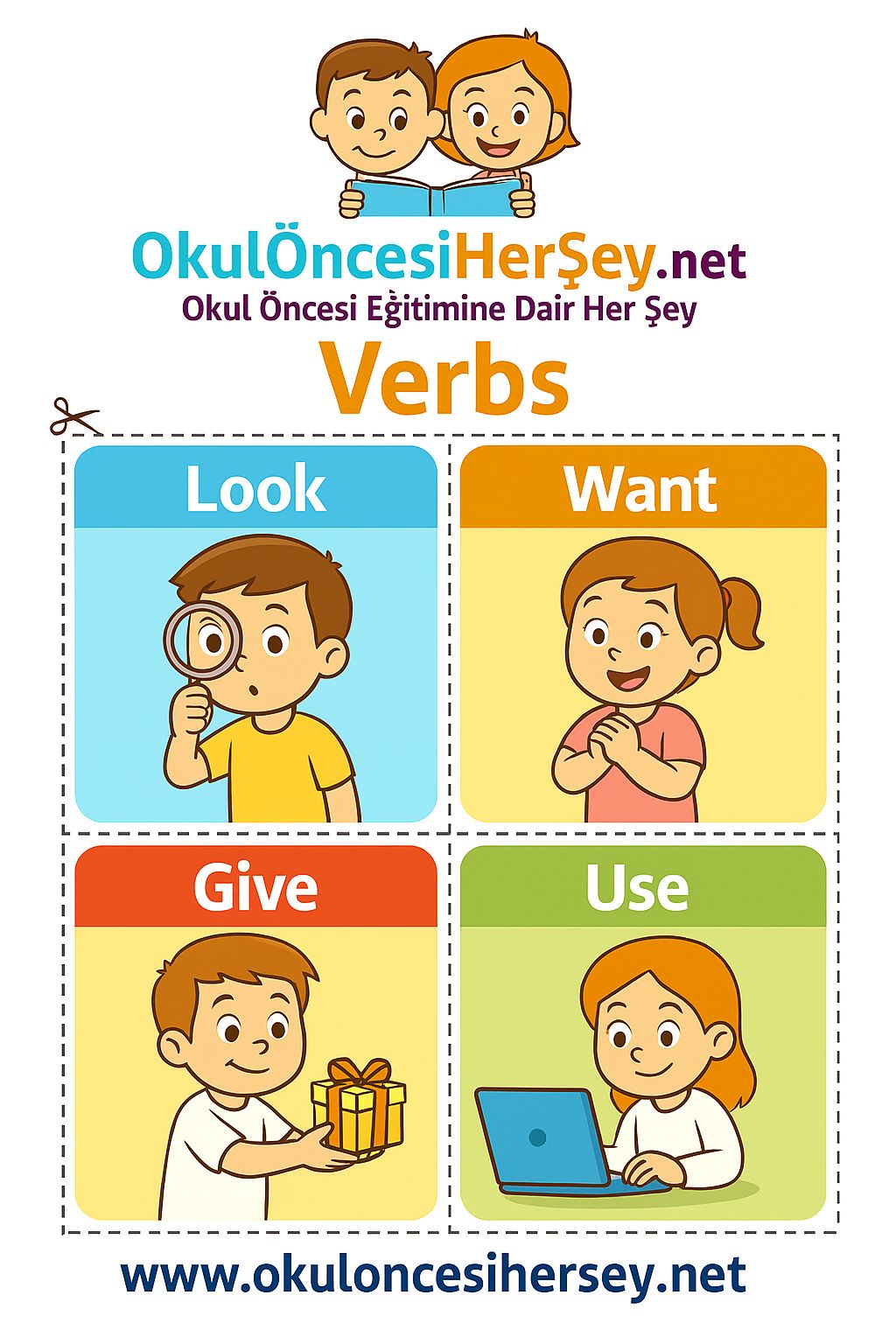 Çocuklar İçin  Fiiller Flashkart  