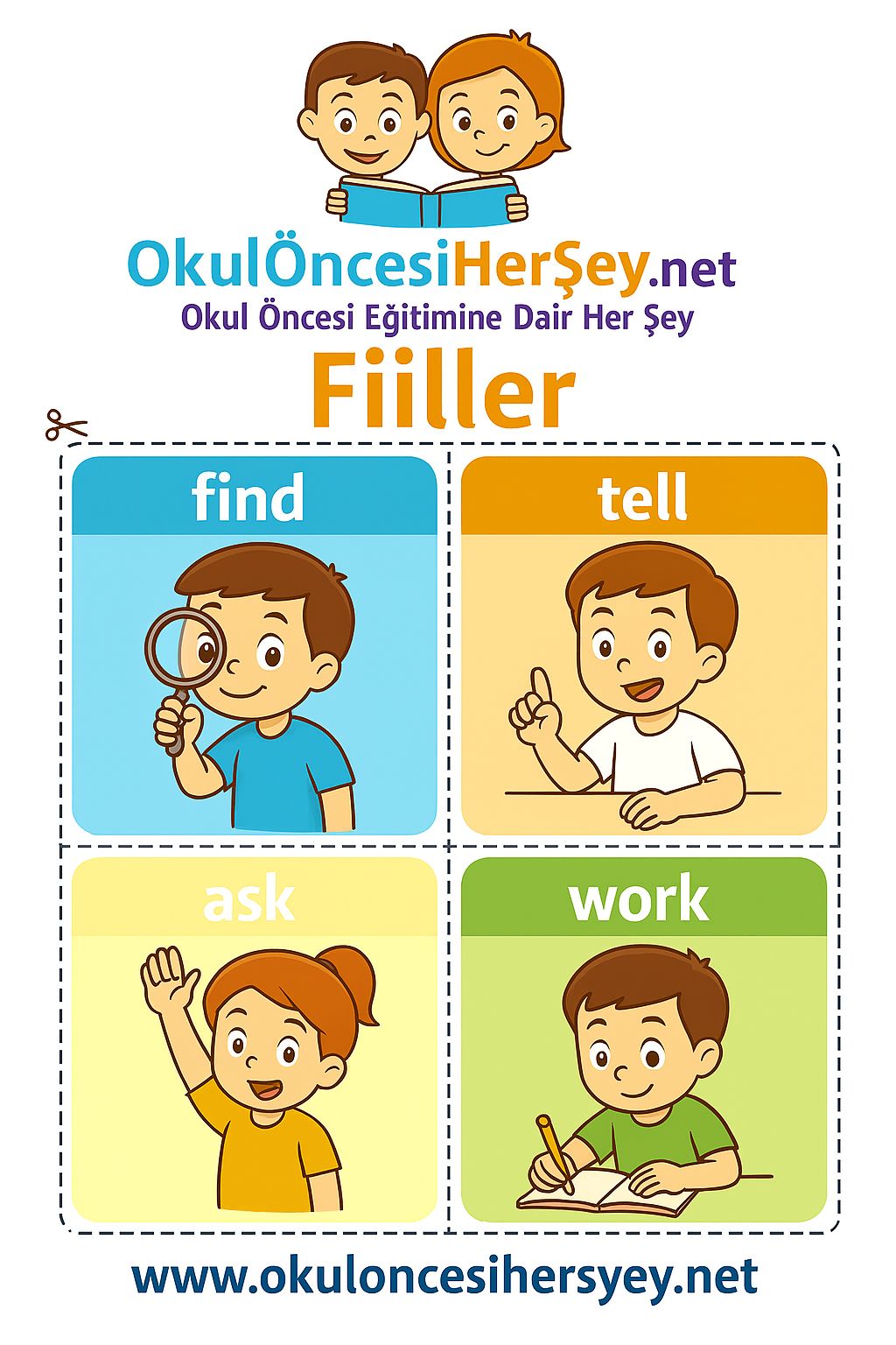 Çocuklar İçin  Fiiller Flashkart  