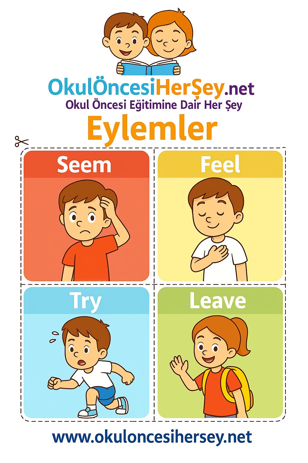 Çocuklar İçin  Fiiller Flashkart  