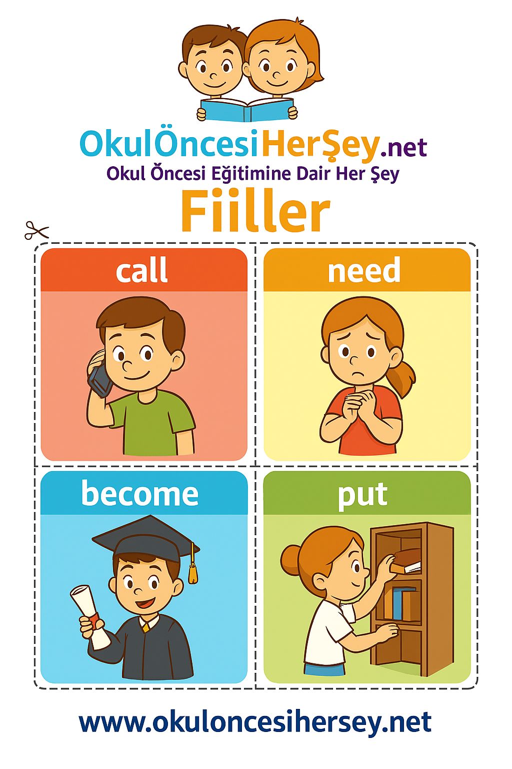 Çocuklar İçin  Fiiller Flashkart  