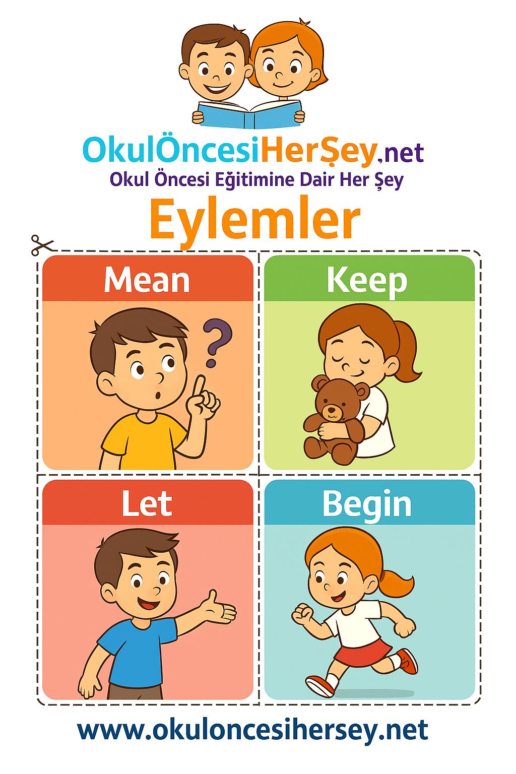 Çocuklar İçin  Fiiller Flashkart  