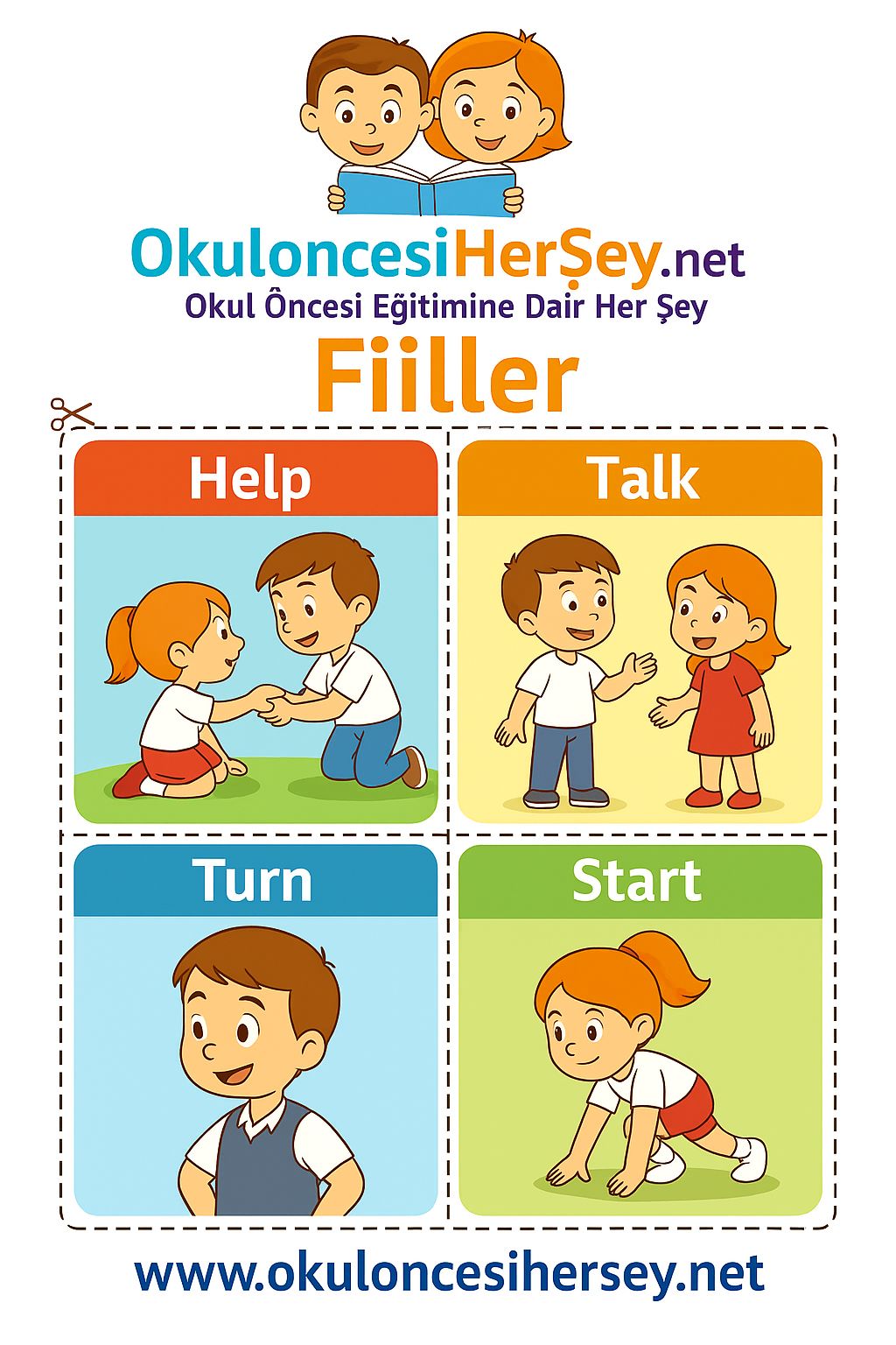 Çocuklar İçin  Fiiller Flashkart  