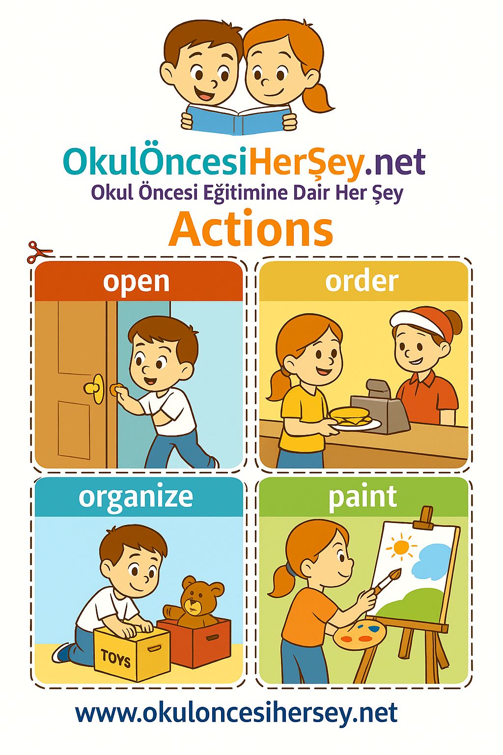 Çocuklar İçin  Fiiller Flashkart  