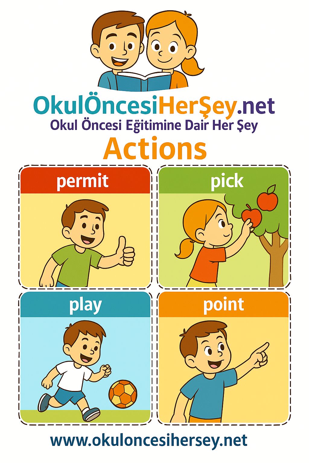 Çocuklar İçin  Fiiller Flashkart  