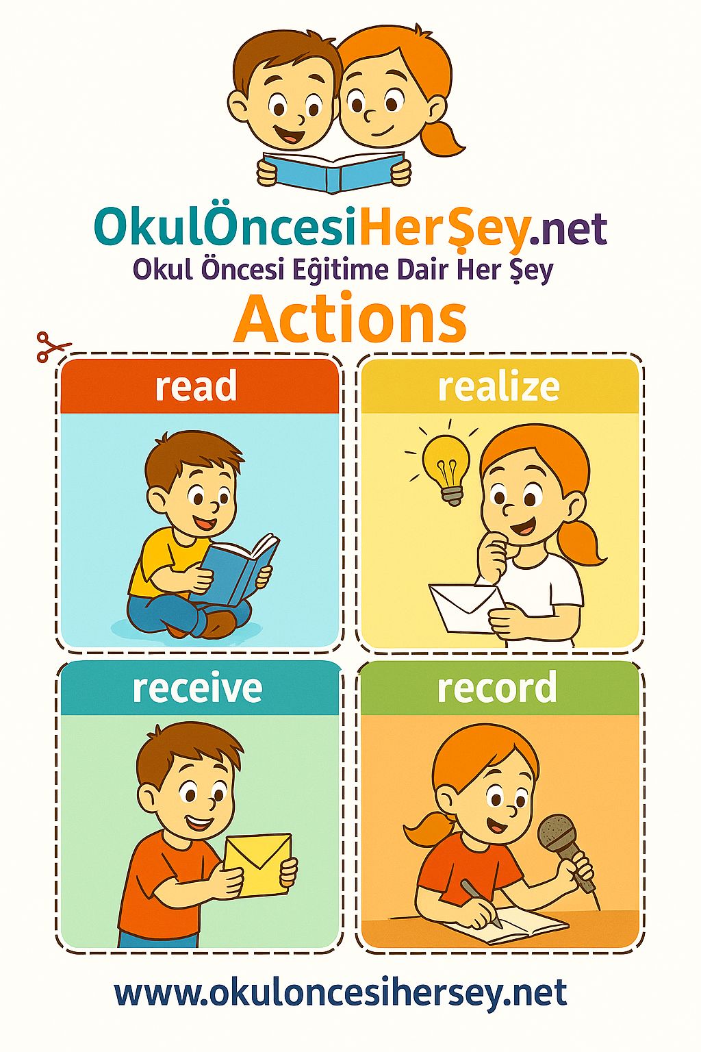 Çocuklar İçin  Fiiller Flashkart  