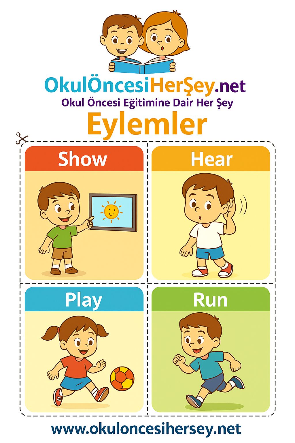 Çocuklar İçin  Fiiller Flashkart  