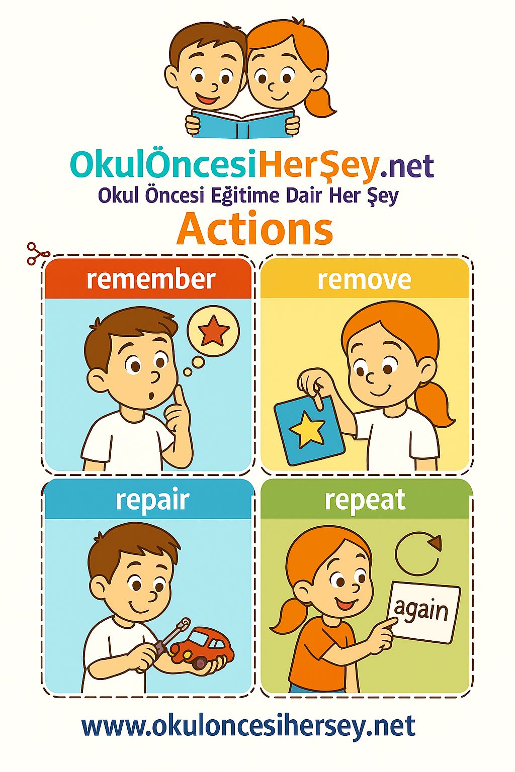 Çocuklar İçin  Fiiller Flashkart  