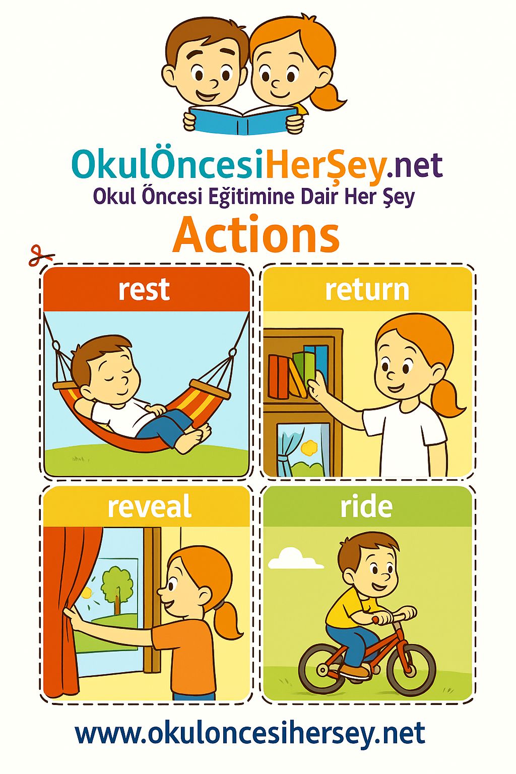 Çocuklar İçin  Fiiller Flashkart  