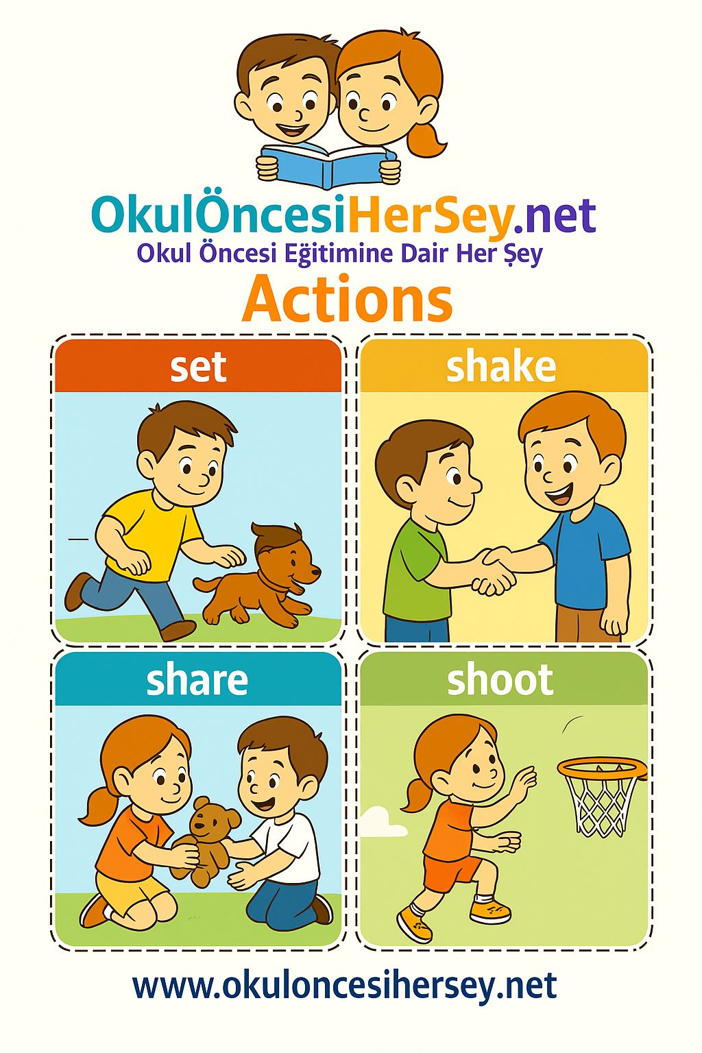 Çocuklar İçin  Fiiller Flashkart  