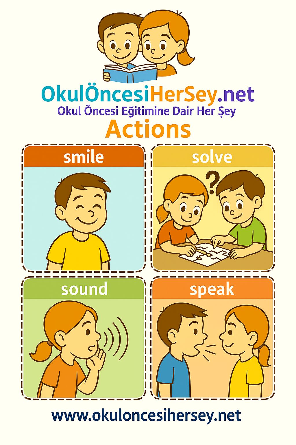 Çocuklar İçin  Fiiller Flashkart  