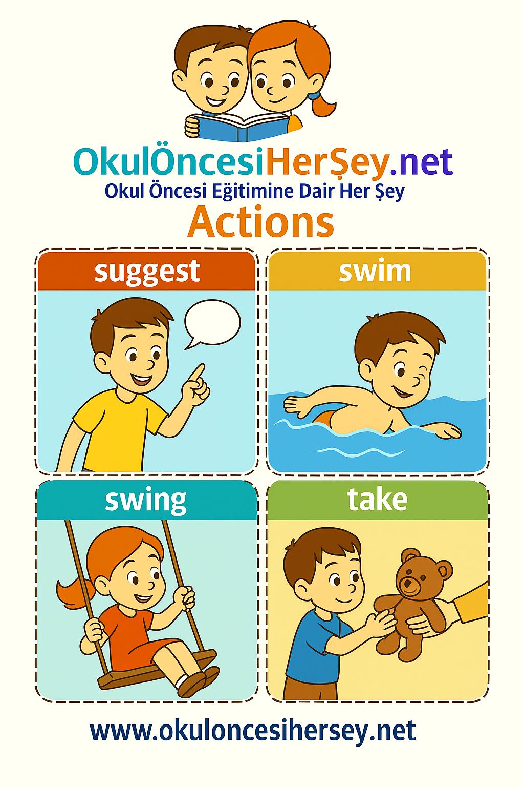 Çocuklar İçin  Fiiller Flashkart  