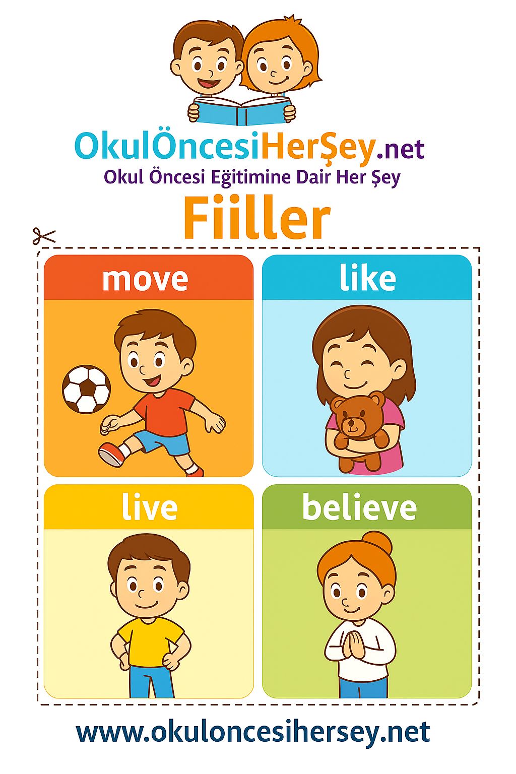 Çocuklar İçin  Fiiller Flashkart  