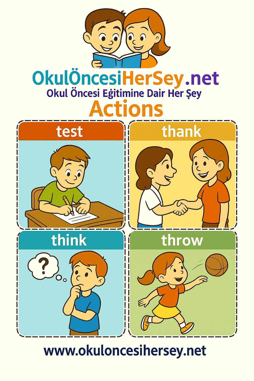 Çocuklar İçin  Fiiller Flashkart  