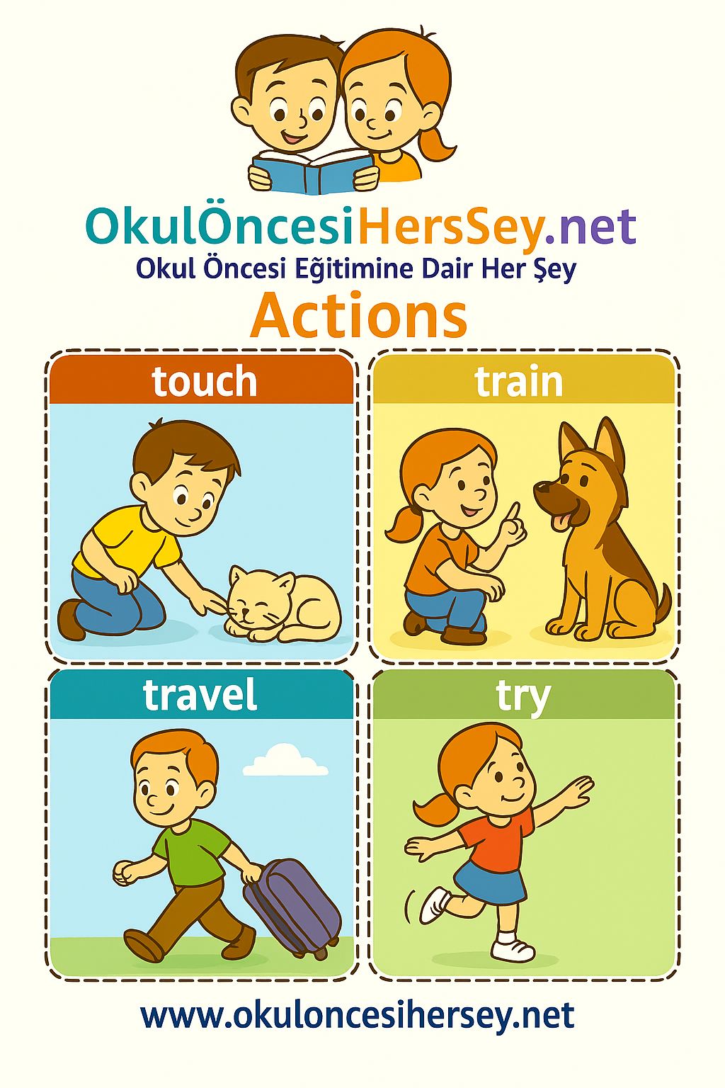 Çocuklar İçin  Fiiller Flashkart  