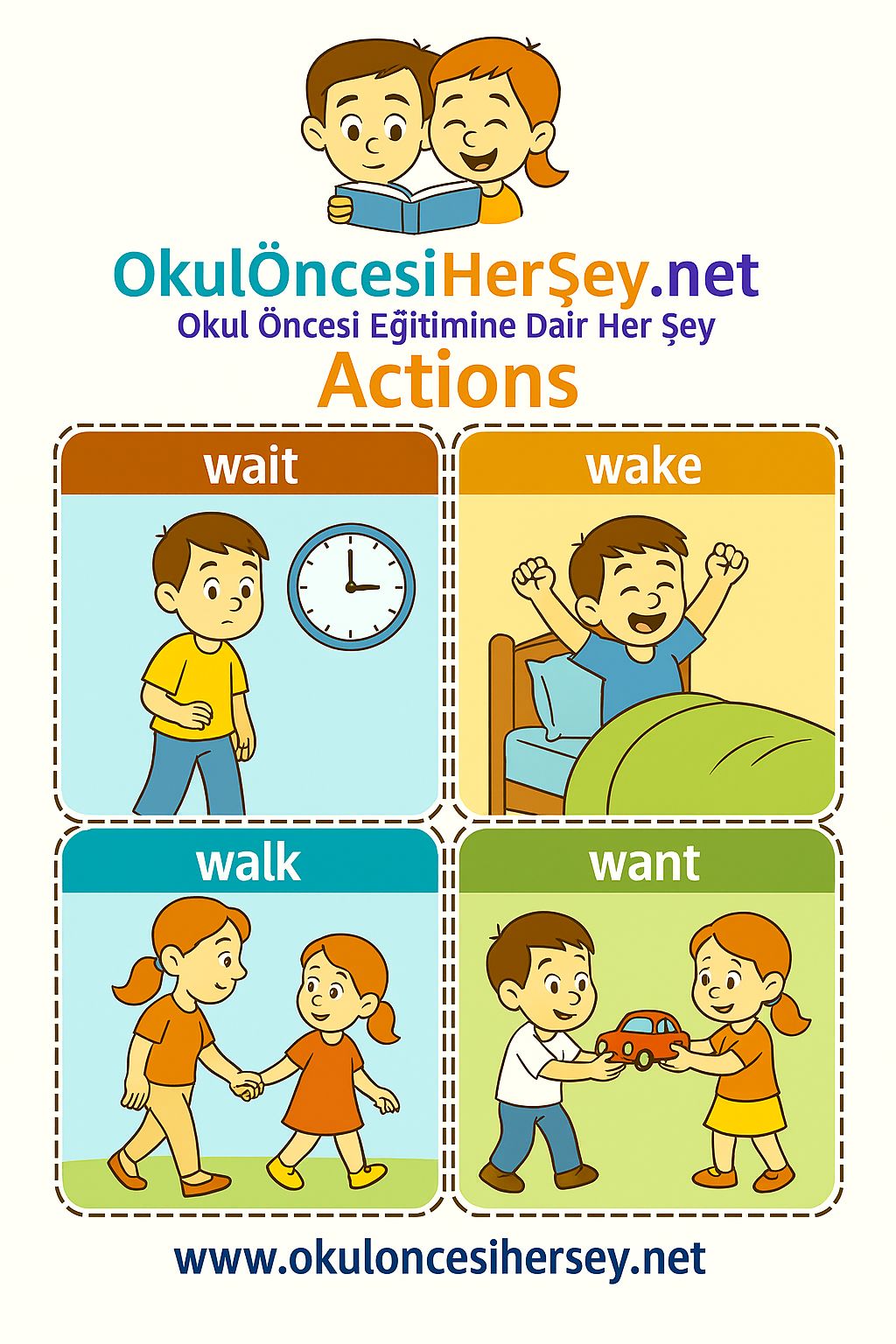 Çocuklar İçin  Fiiller Flashkart  