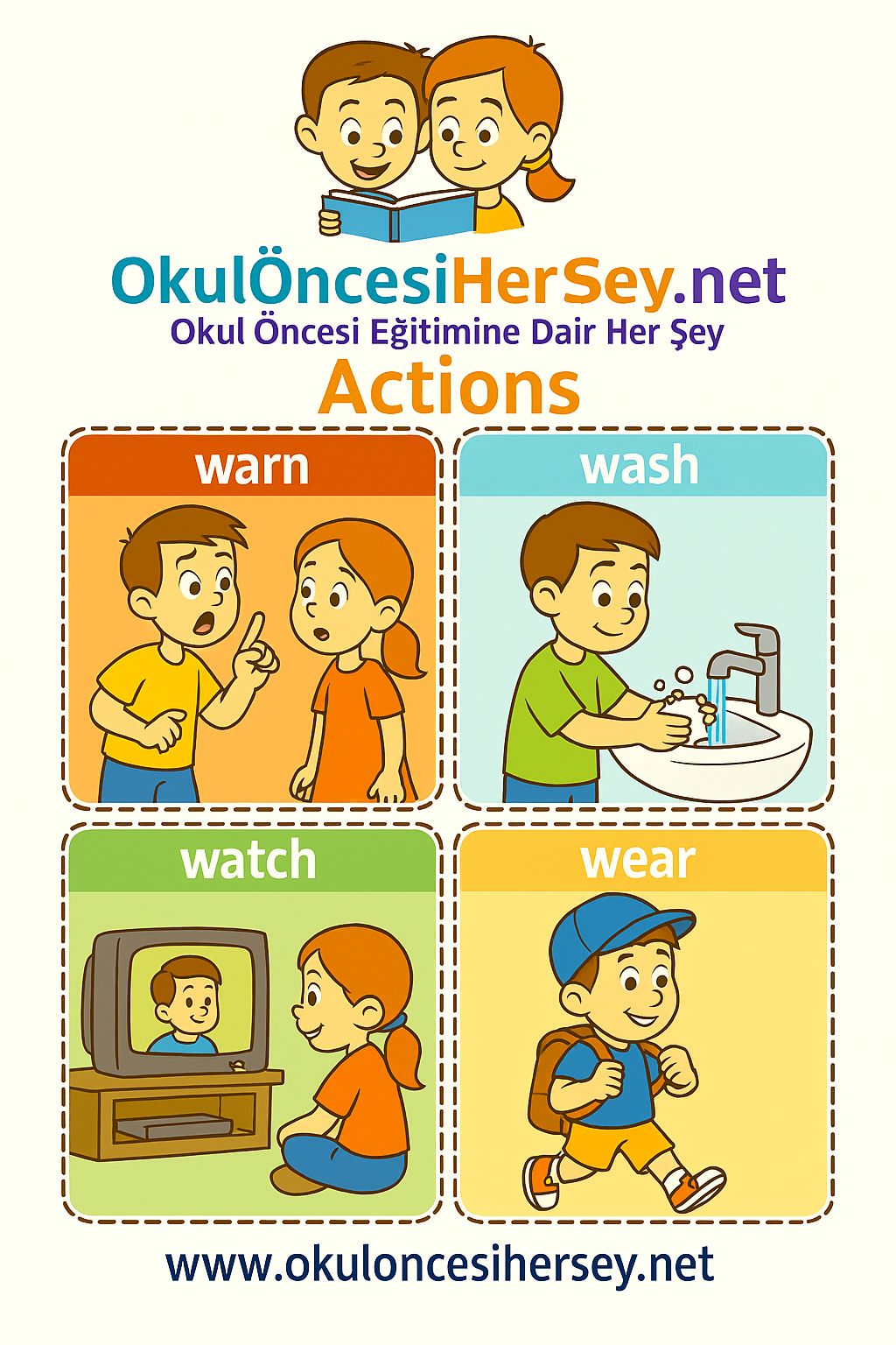 Çocuklar İçin  Fiiller Flashkart  