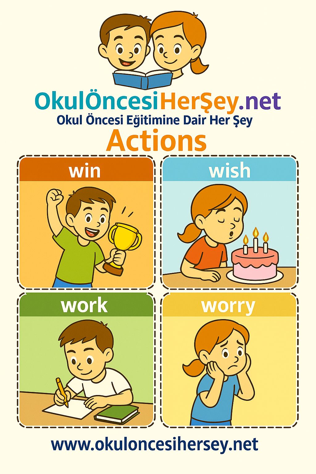 Çocuklar İçin  Fiiller Flashkart  