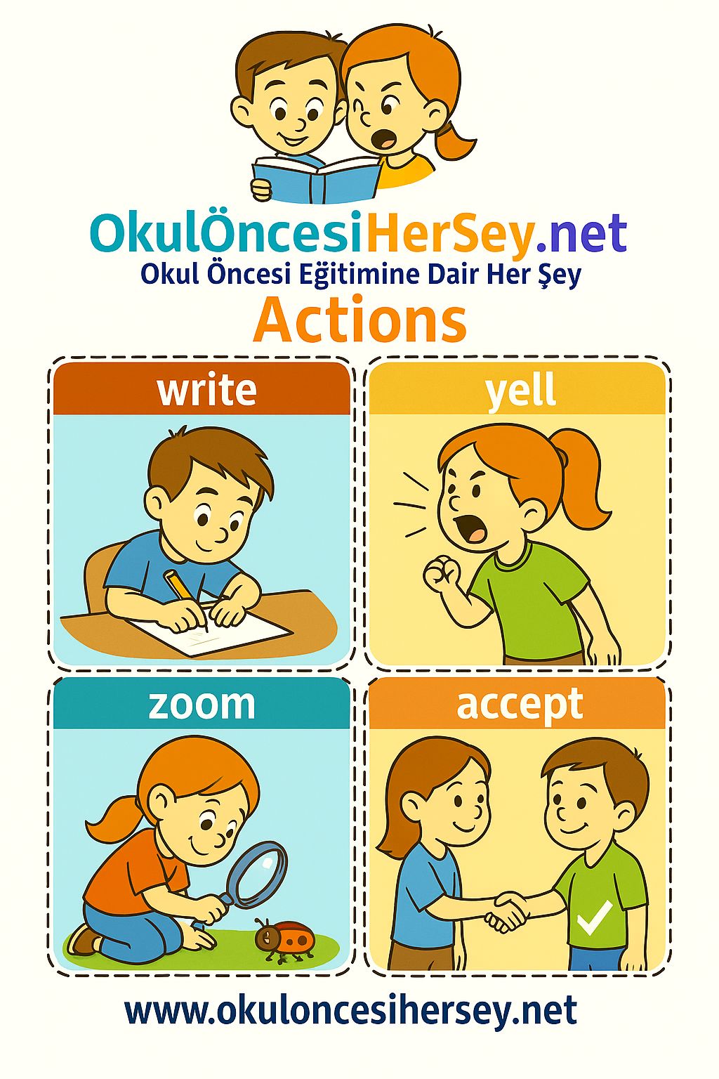 Çocuklar İçin  Fiiller Flashkart  