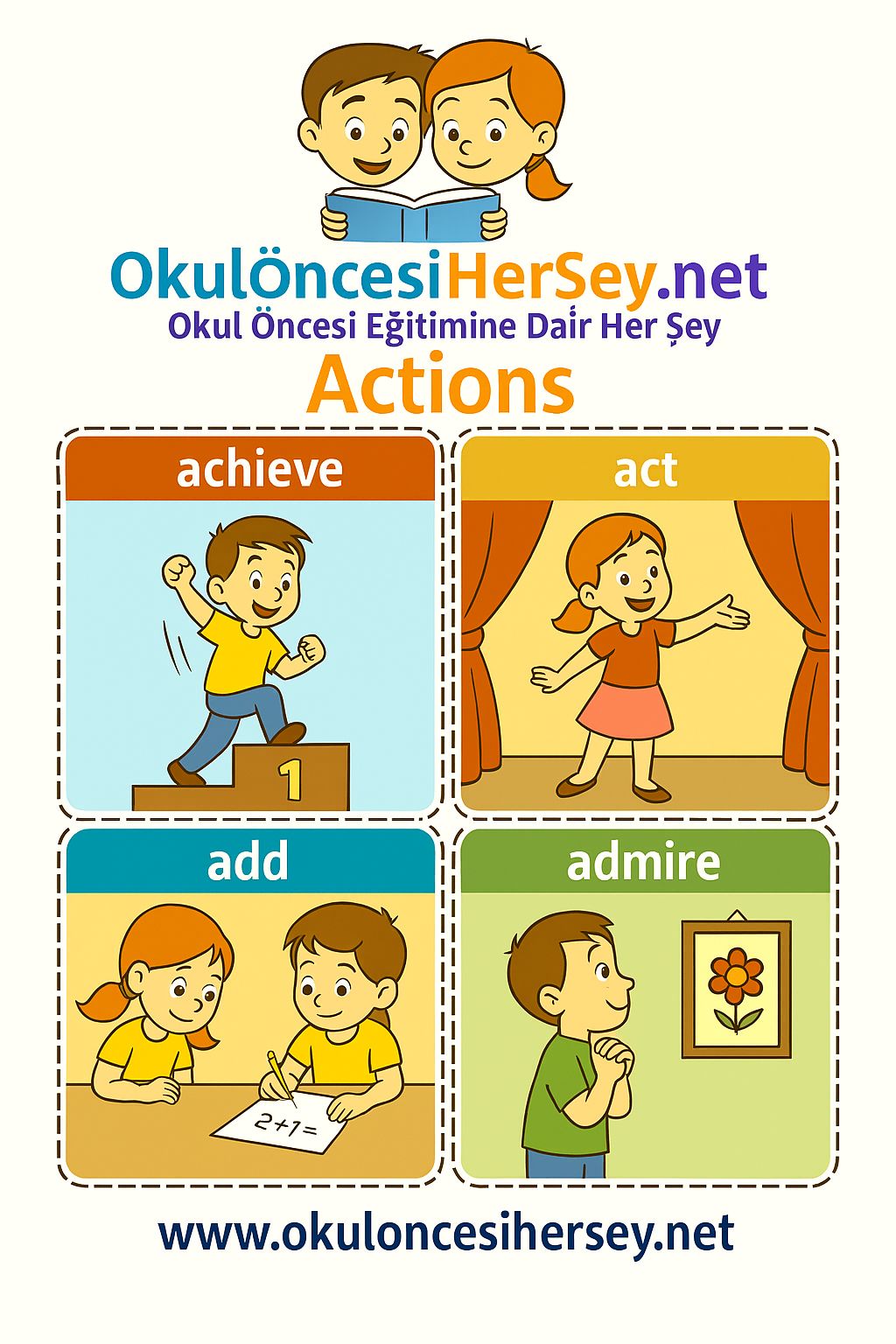 Çocuklar İçin  Fiiller Flashkart  