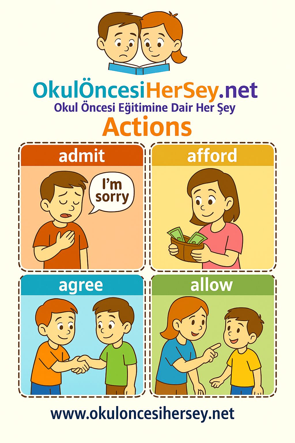 Çocuklar İçin  Fiiller Flashkart  